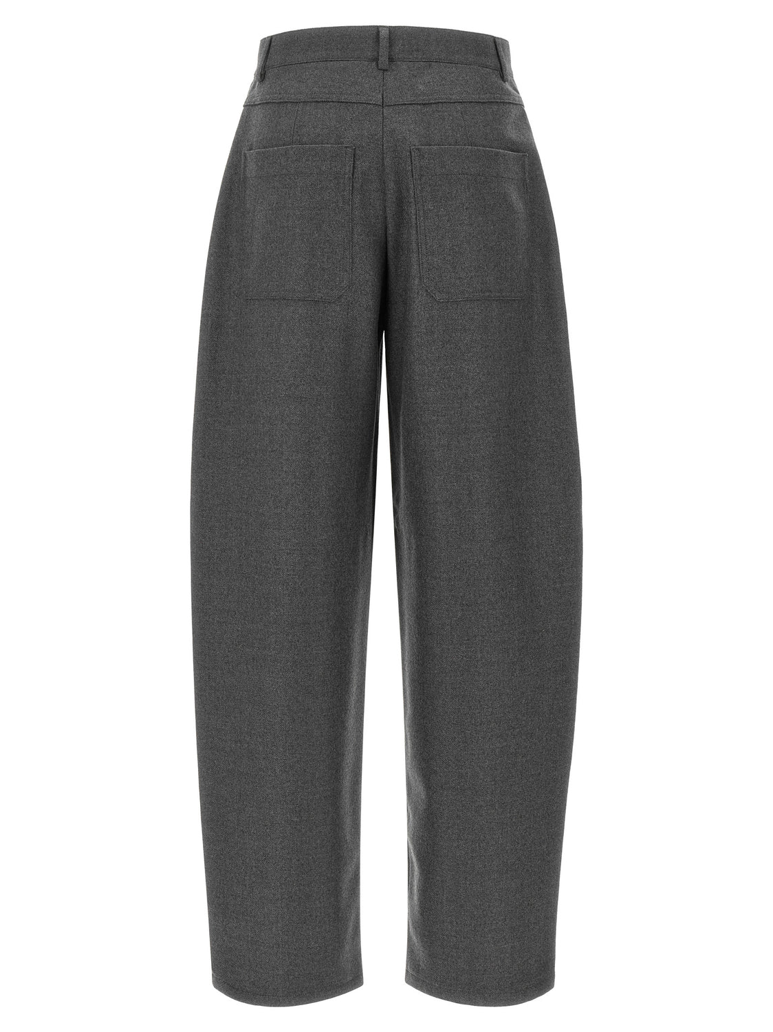 Gray Virgin Wool Casual Pants