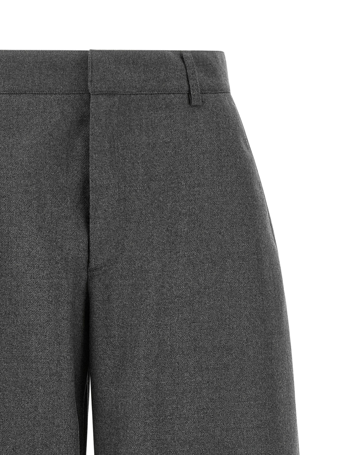 Gray Virgin Wool Casual Pants