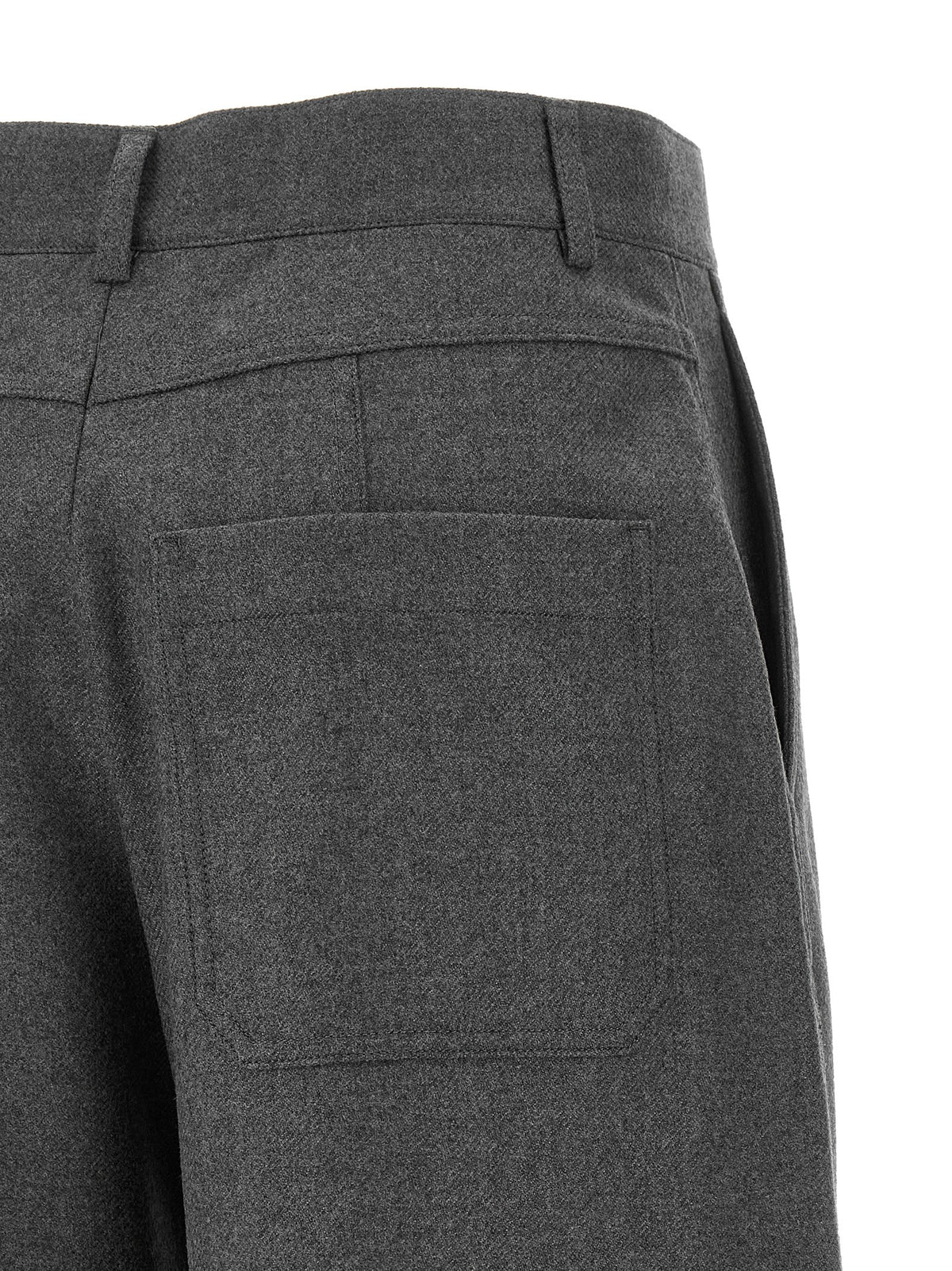 Gray Virgin Wool Casual Pants