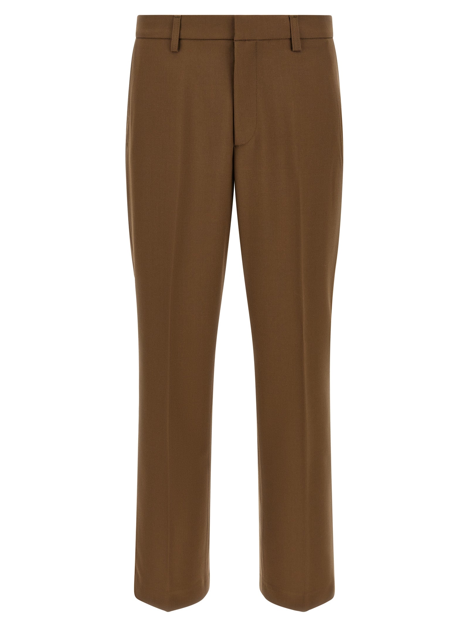 Brown Polyester Chino Pants