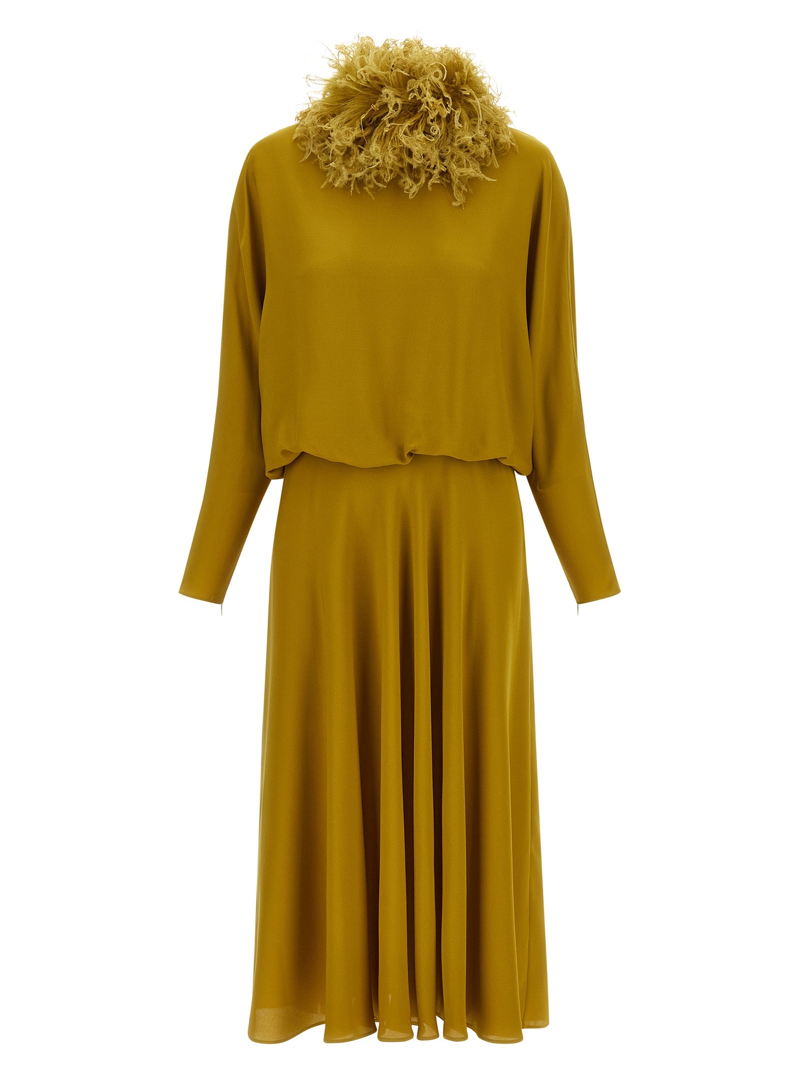 Bicolor Silk Midi Dress