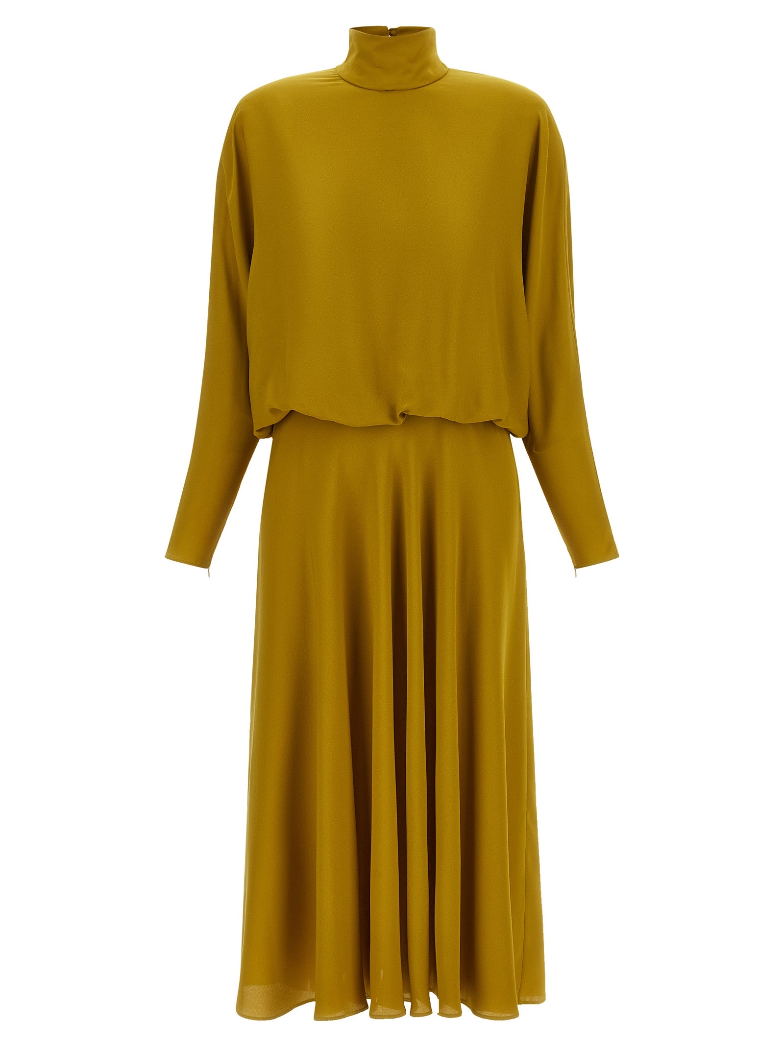 Bicolor Silk Midi Dress