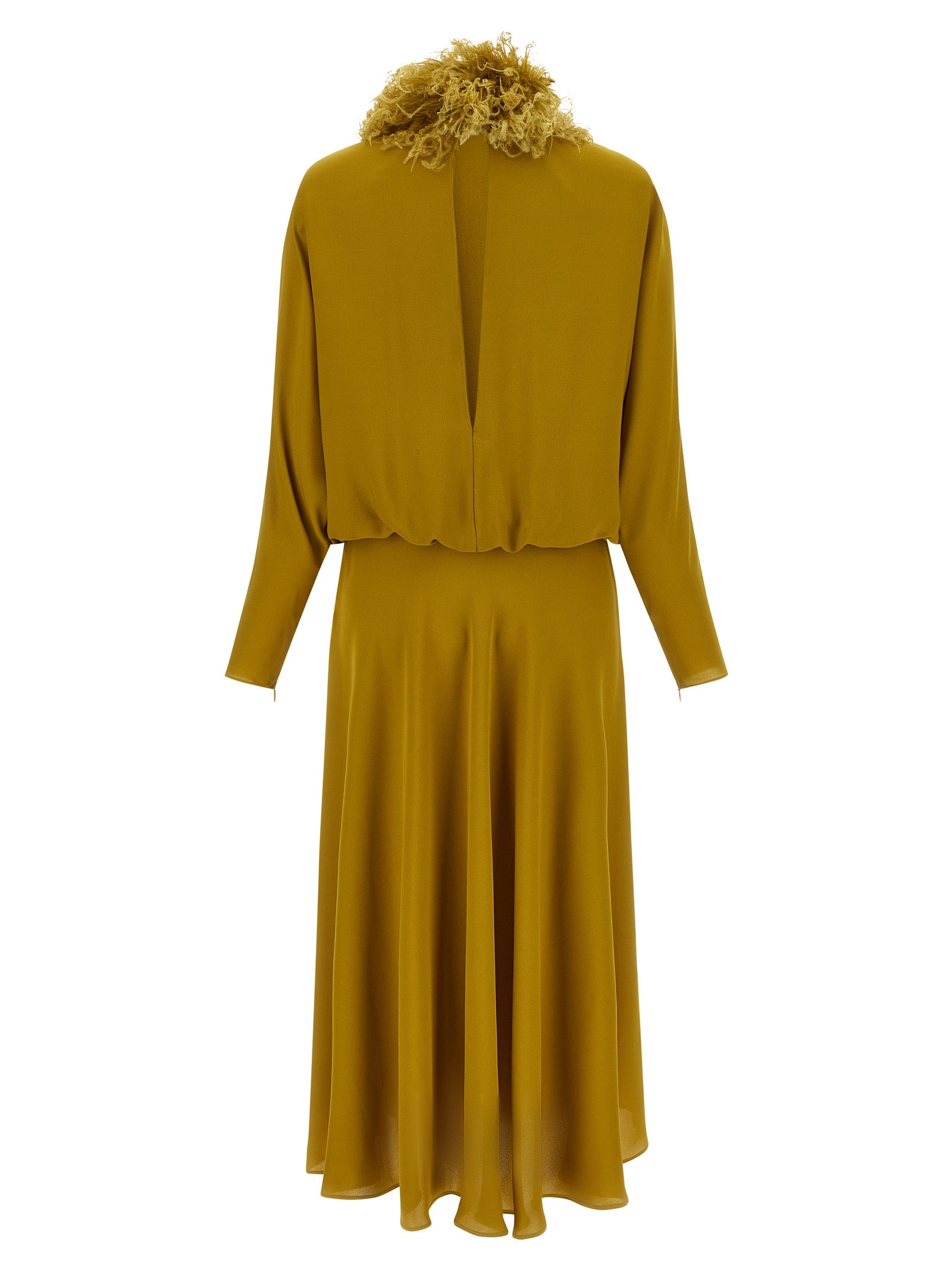 Bicolor Silk Midi Dress
