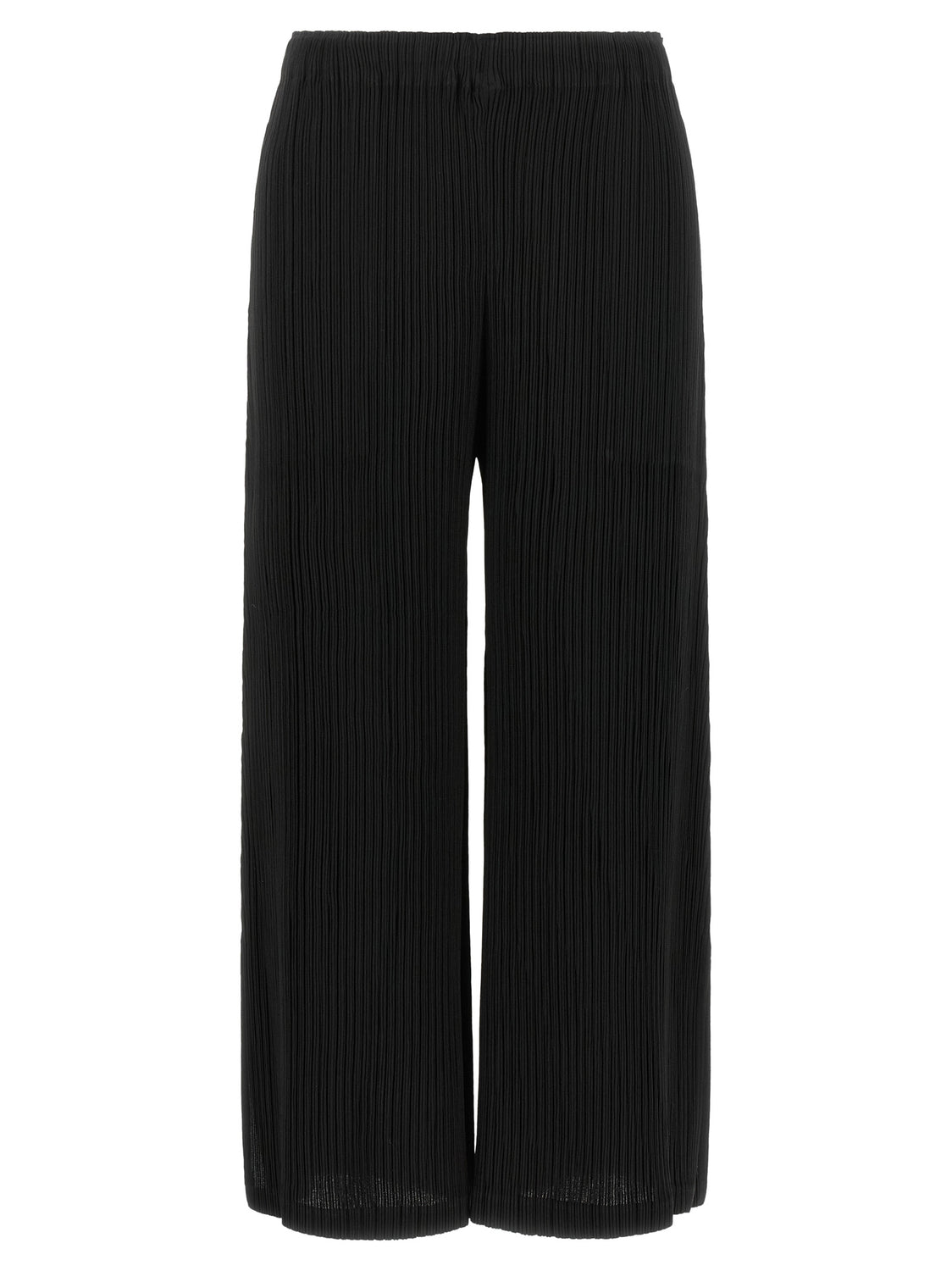 Black Polyester Casual Pants