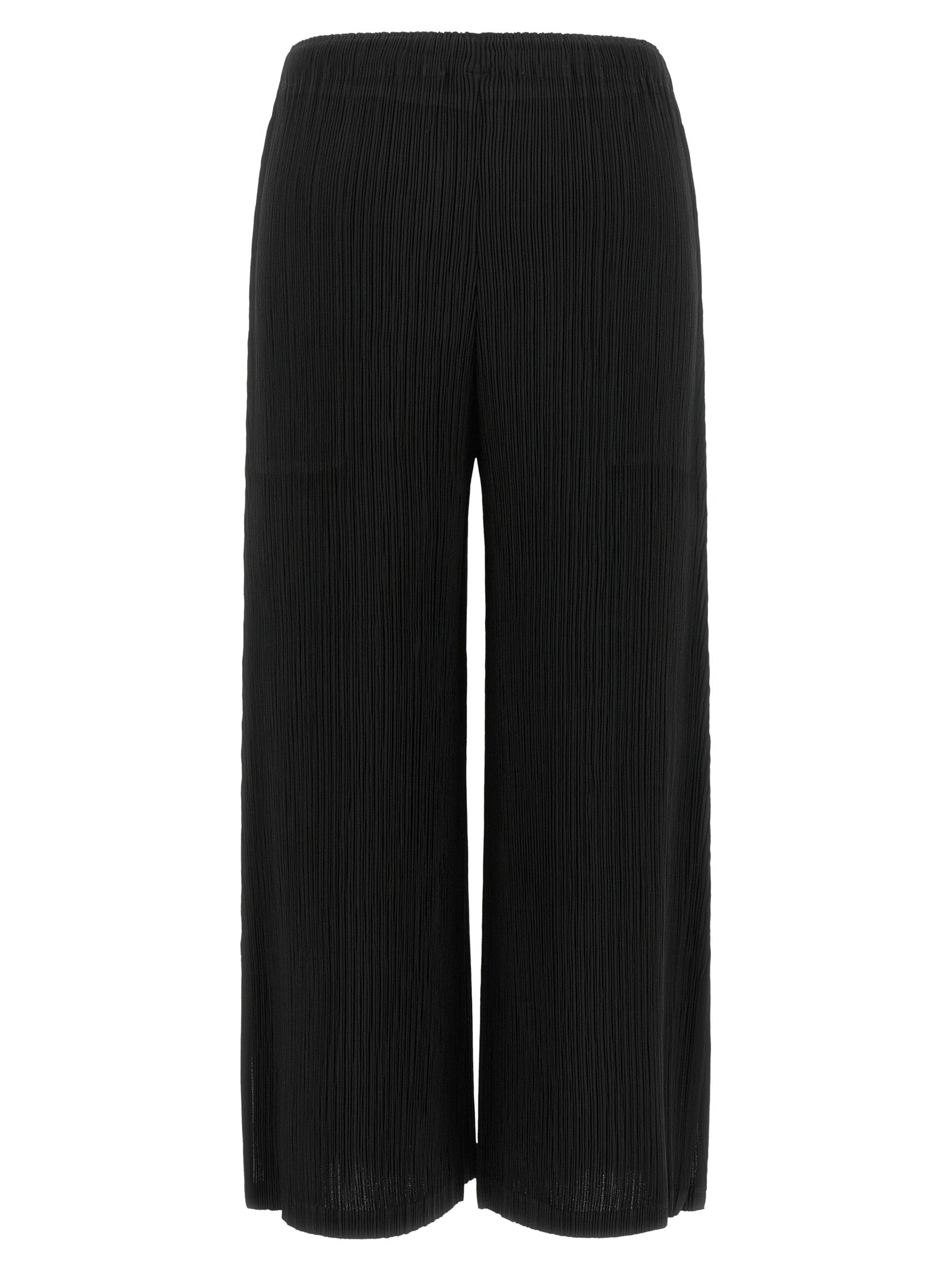 Black Polyester Casual Pants