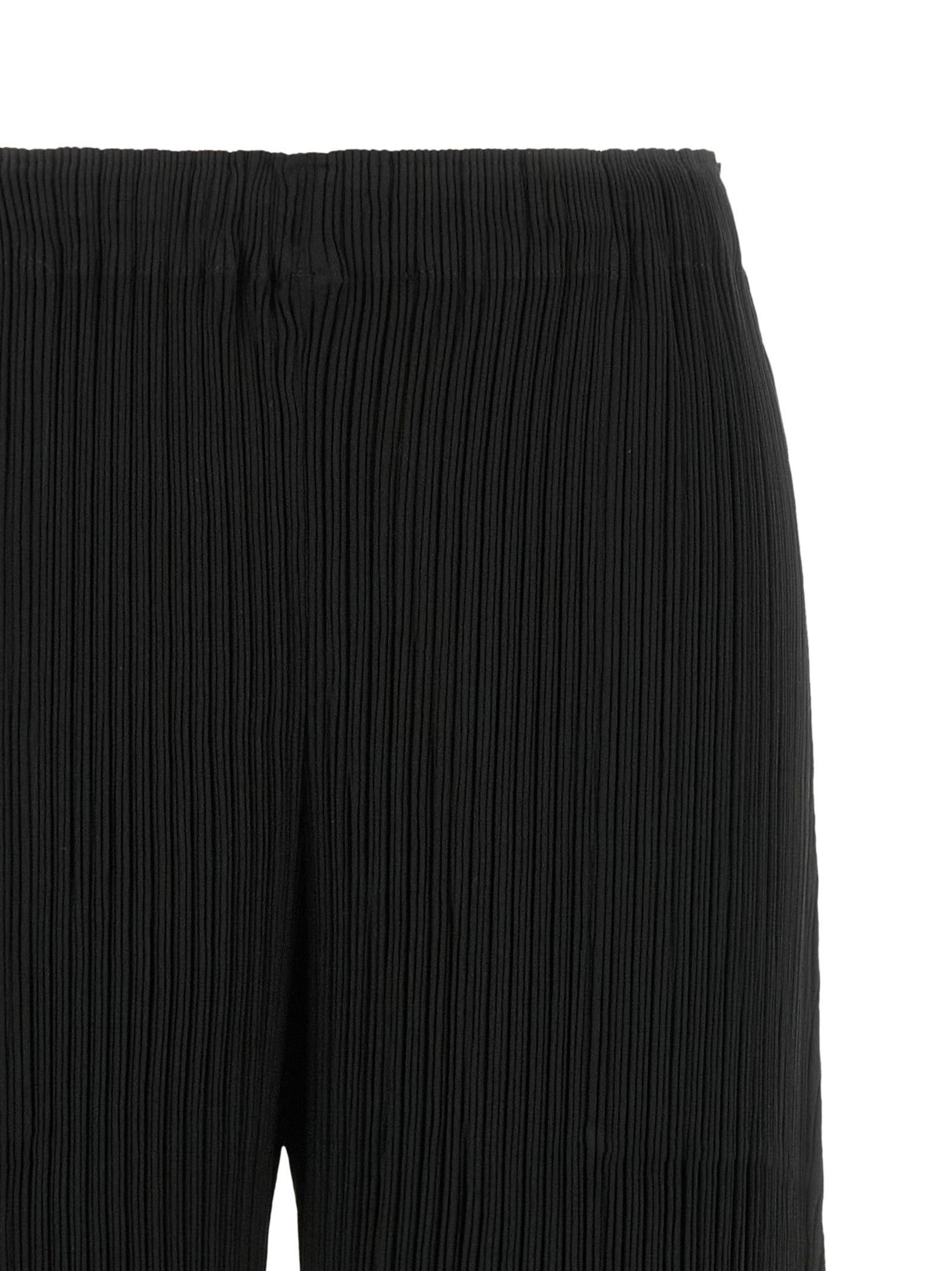 Black Polyester Casual Pants
