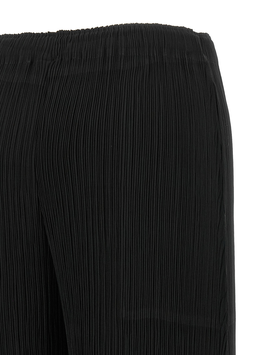 Black Polyester Casual Pants