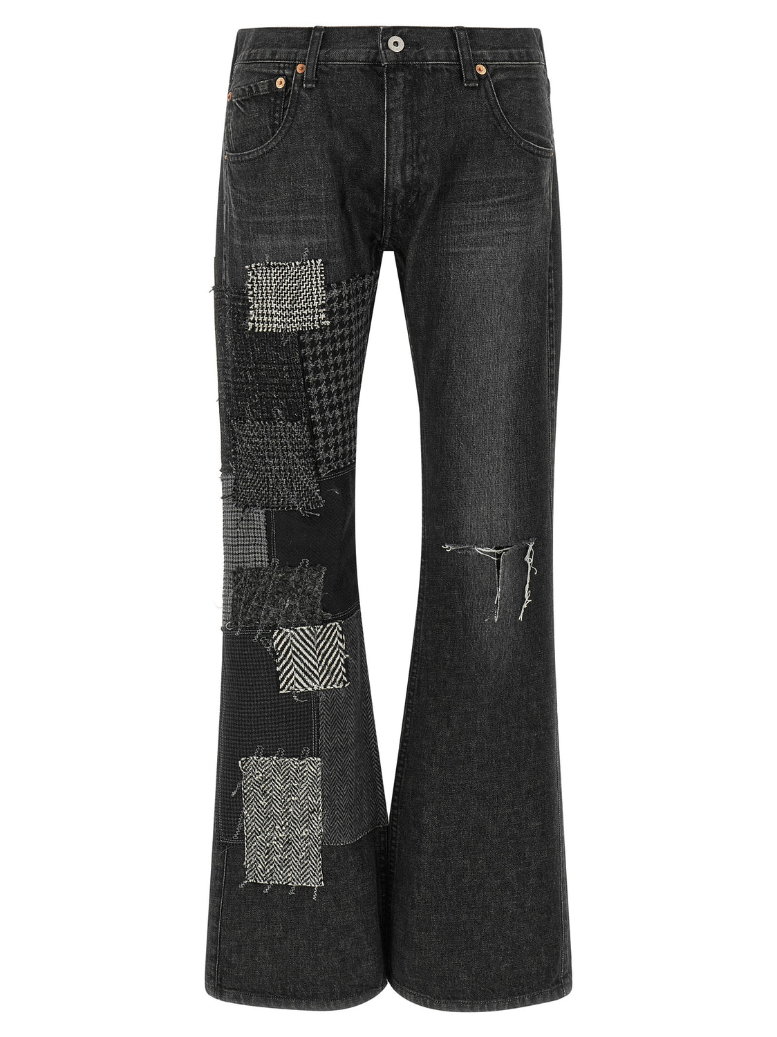 Black Cotton Flared Jeans