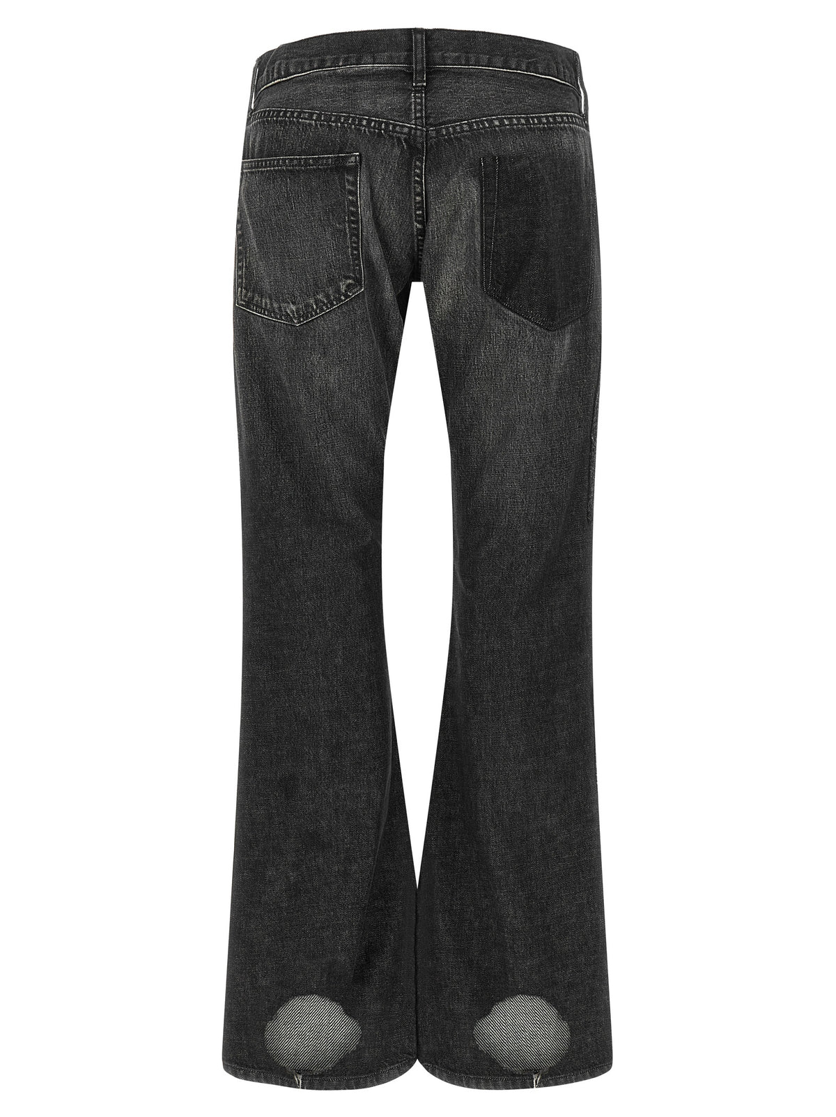 Black Cotton Flared Jeans