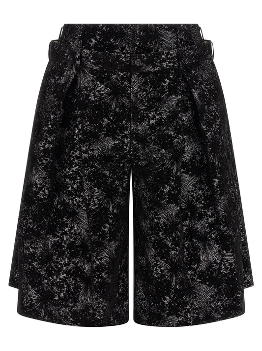 Black Polyester Bermuda Shorts