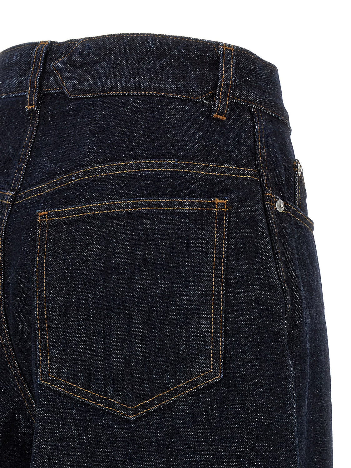 Blue Cotton High-Waisted Jean