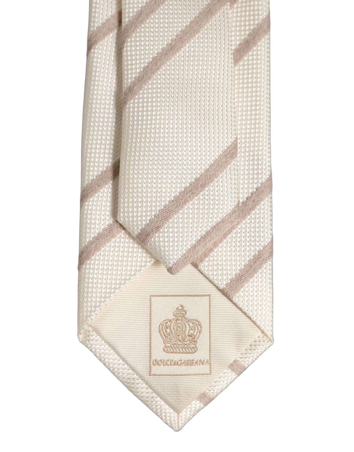 Men Off White Silk Stripes Adjustable Tied Necktie Tie