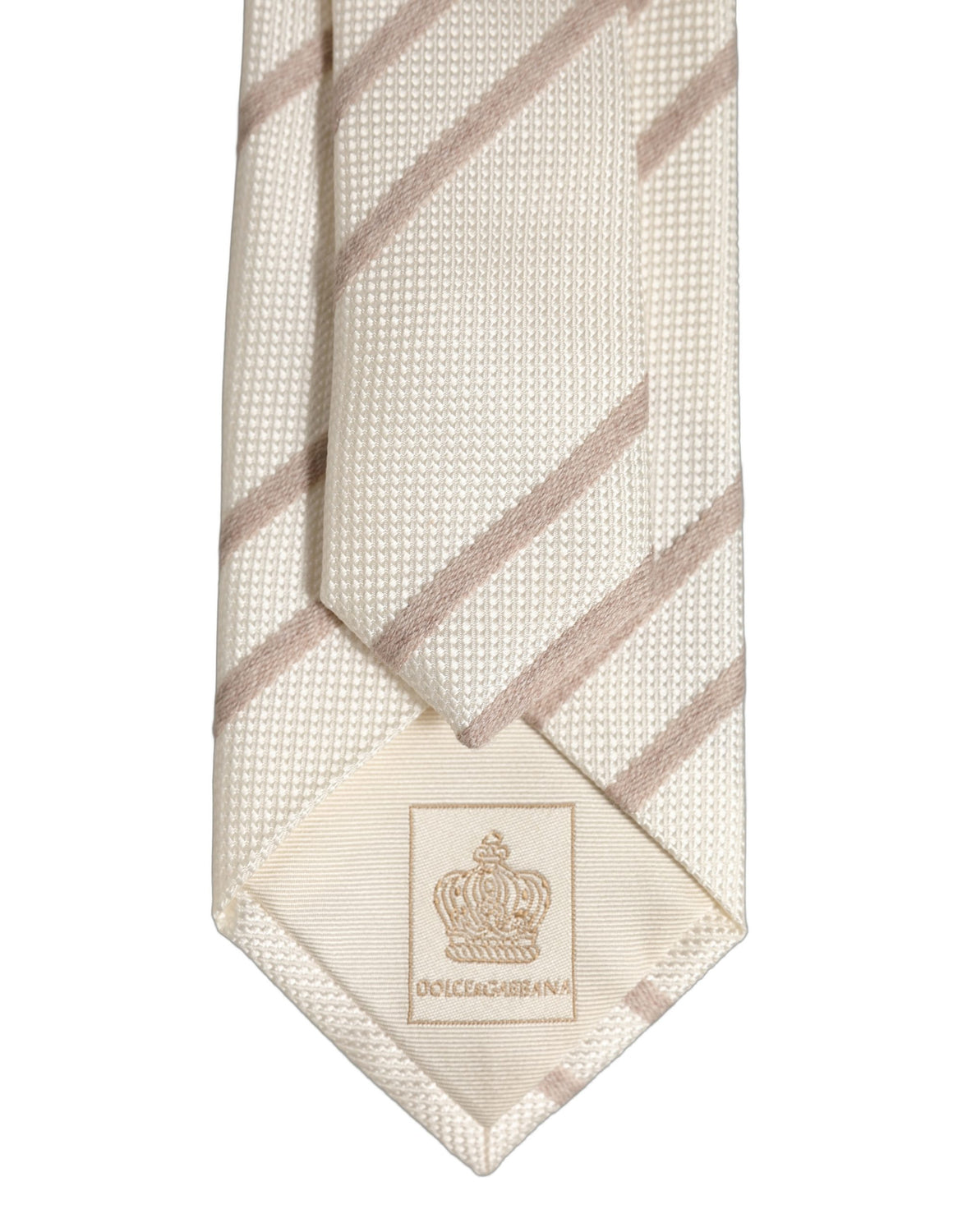 Men Off White Silk Stripes Adjustable Tied Necktie Tie