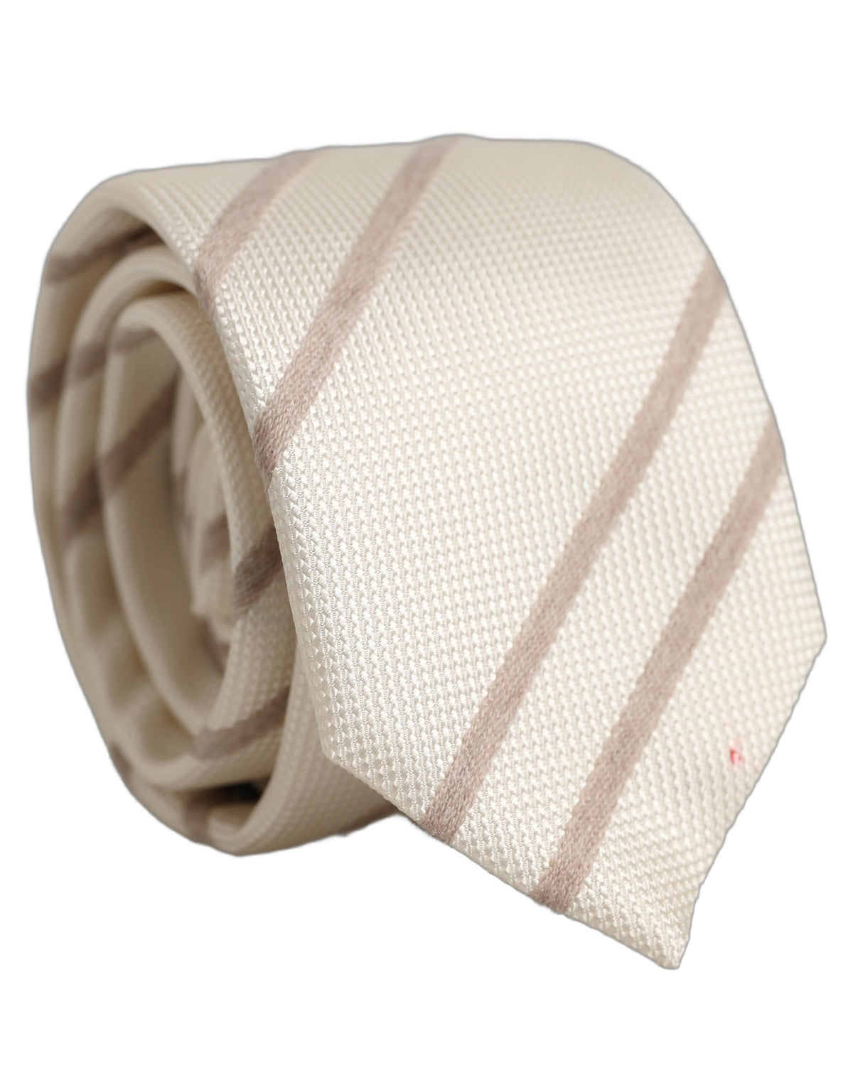 Men Off White Silk Stripes Adjustable Tied Necktie Tie