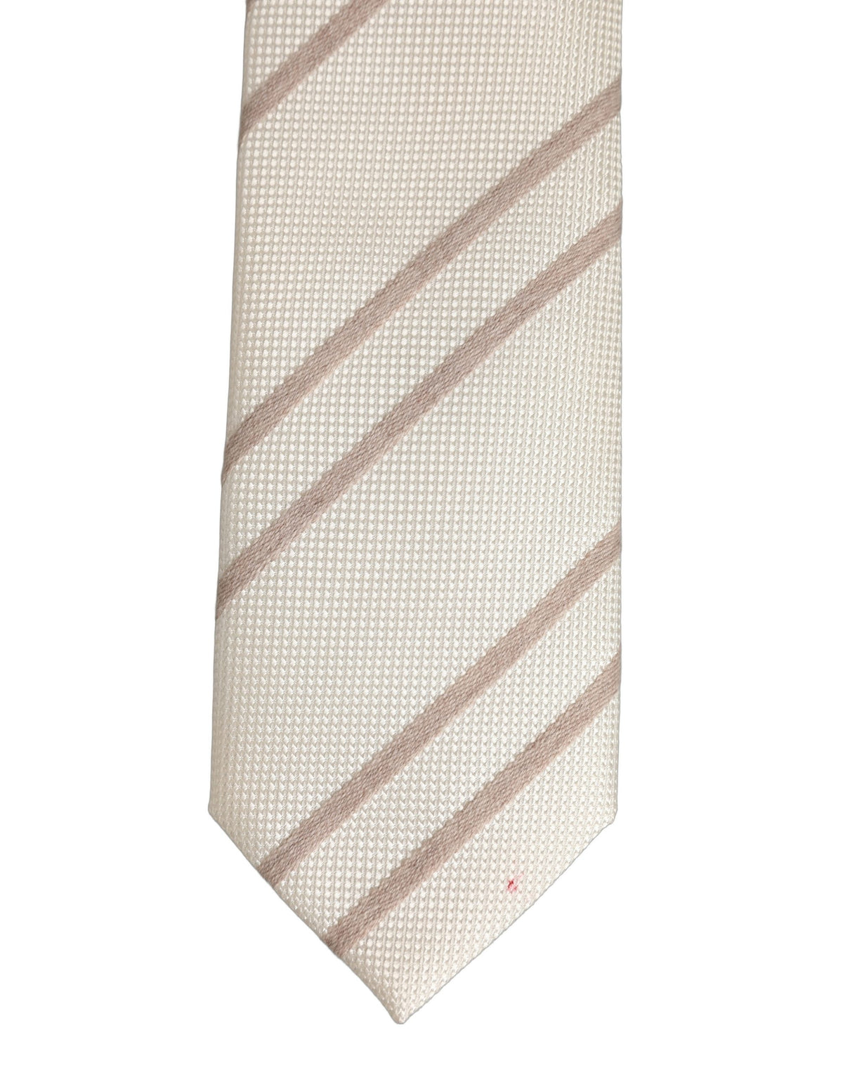 Men Off White Silk Stripes Adjustable Tied Necktie Tie