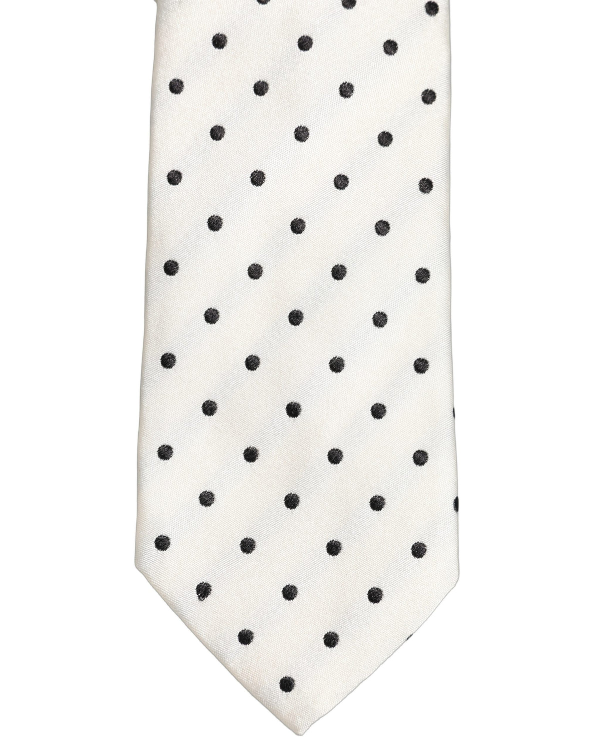 Men White Silk Polka Dot Adjustable Tied Necktie Tie