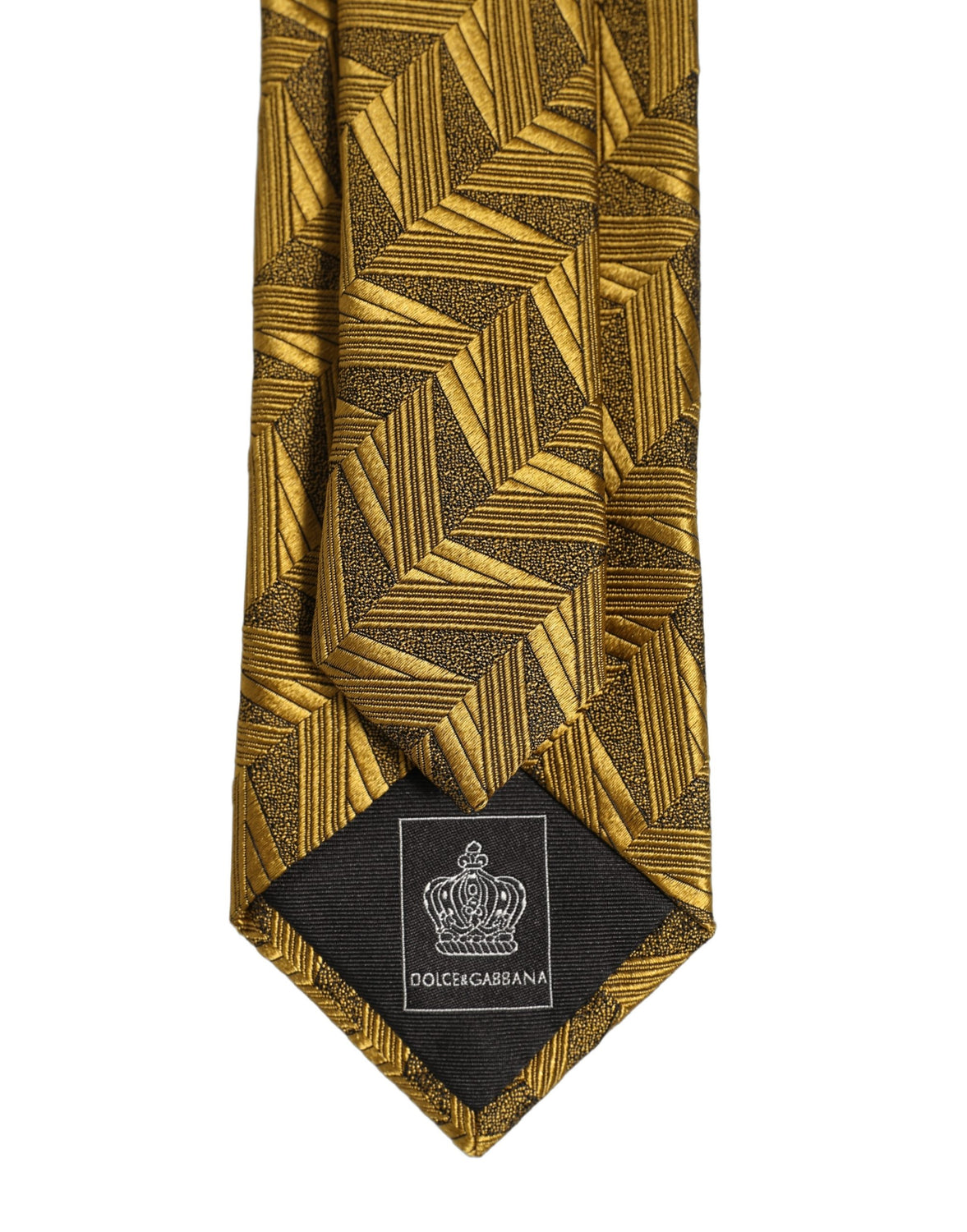 Men Gold Silk Woven Patterned Adjustable Tied Necktie Tie