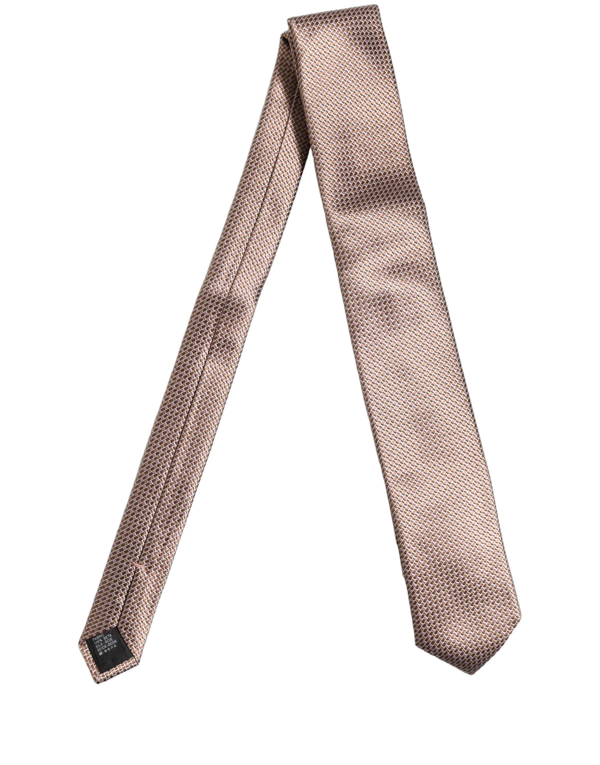 Men Brown Silk Micro Checked Adjustable Tied Necktie Tie