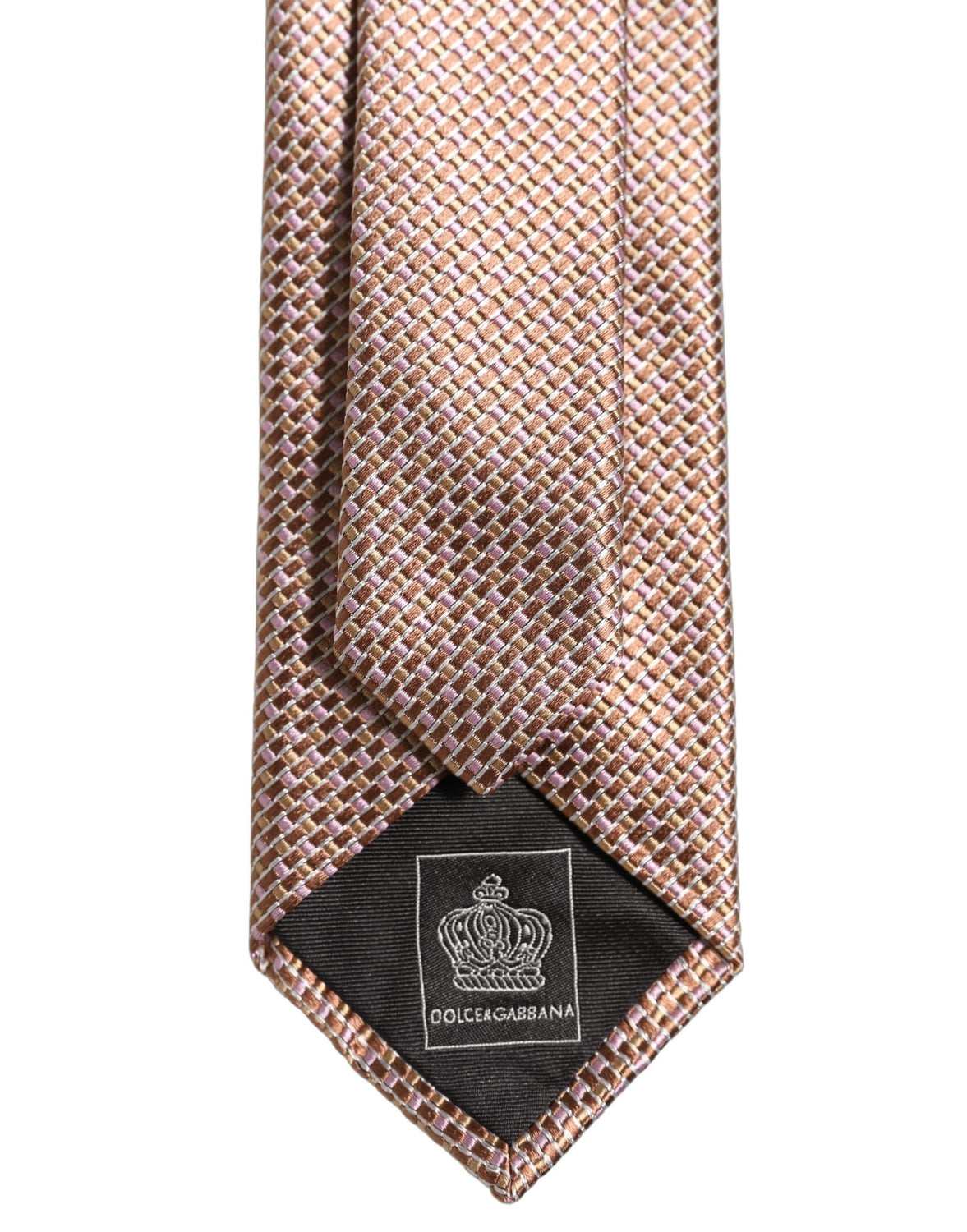 Men Brown Silk Micro Checked Adjustable Tied Necktie Tie
