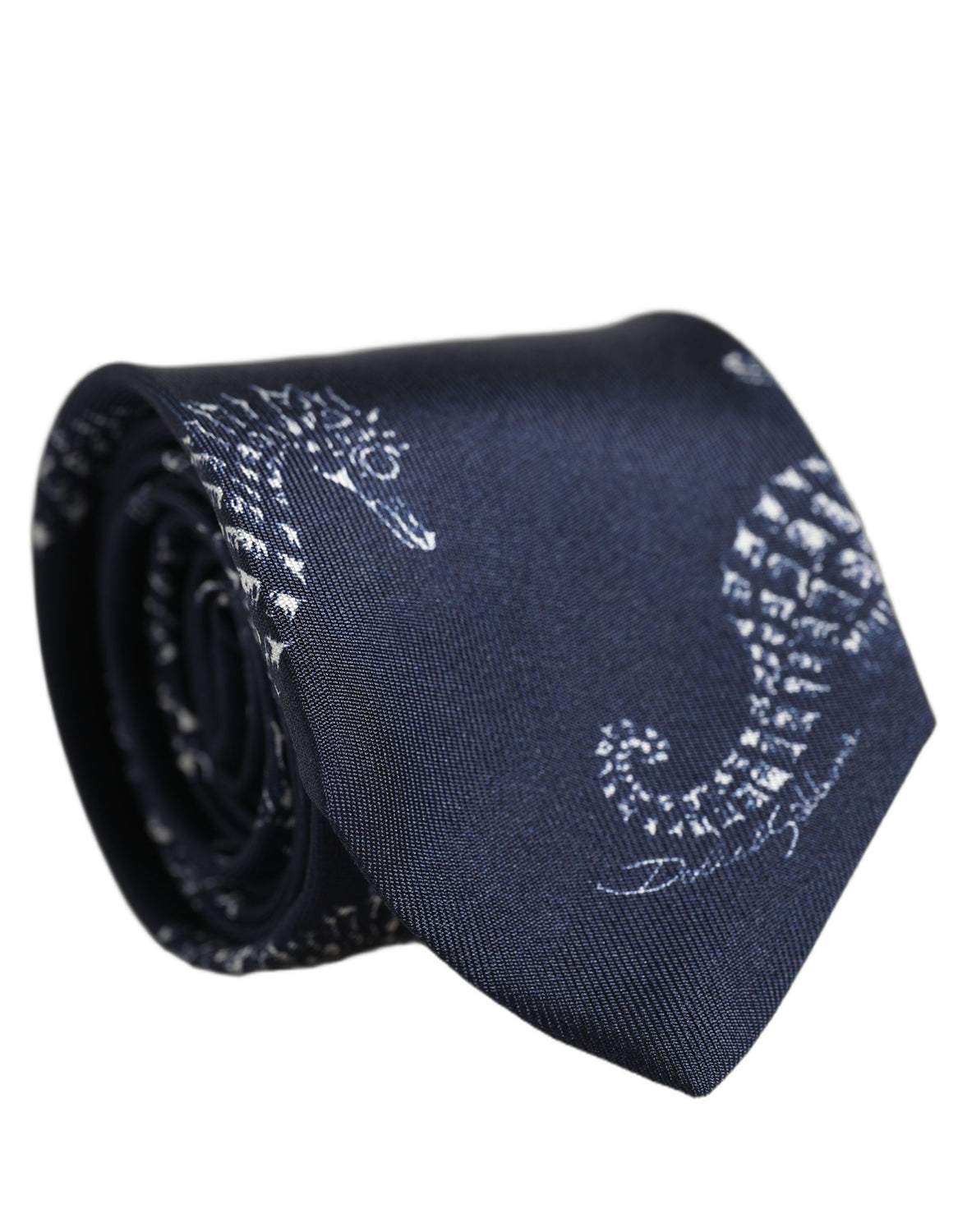 Dark Blue Silk Seahorse Print Adjustable Tied Necktie Tie