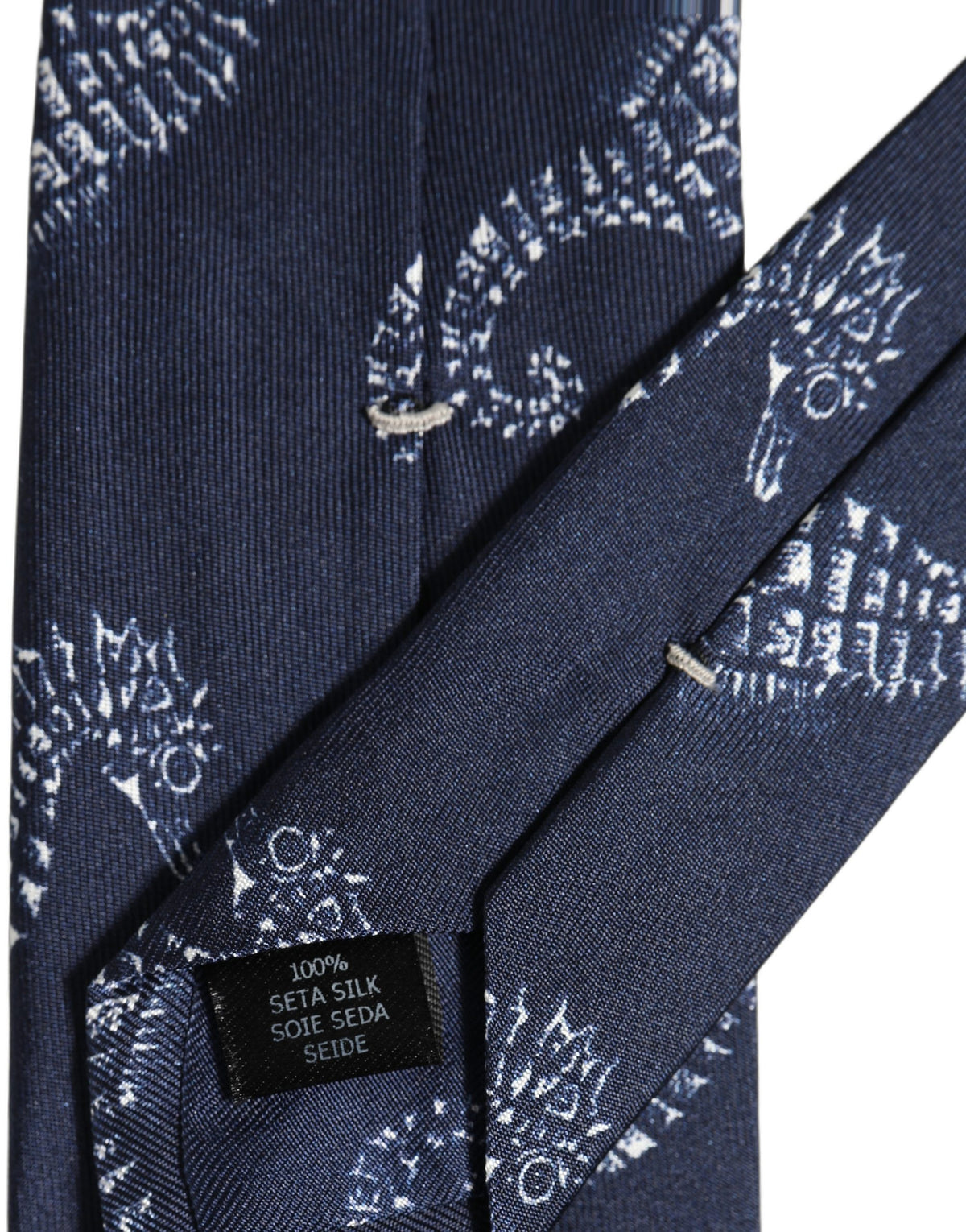 Dark Blue Silk Seahorse Print Adjustable Tied Necktie Tie