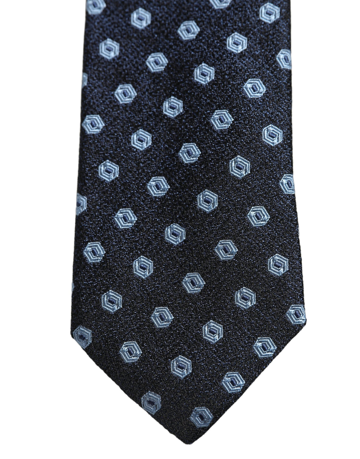 Men Blue Silk Geometric Adjustable Tied Necktie Tie