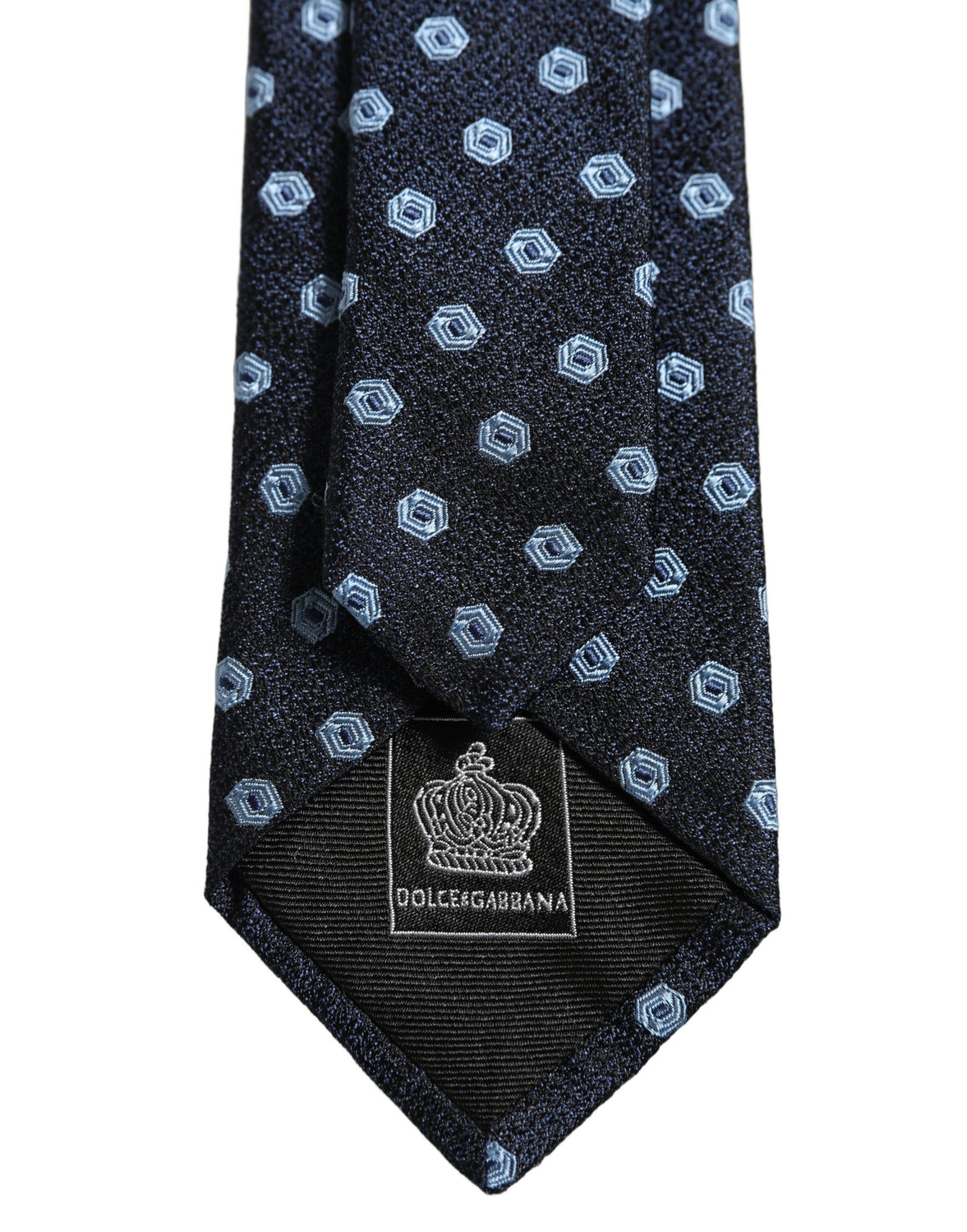 Men Blue Silk Geometric Adjustable Tied Necktie Tie
