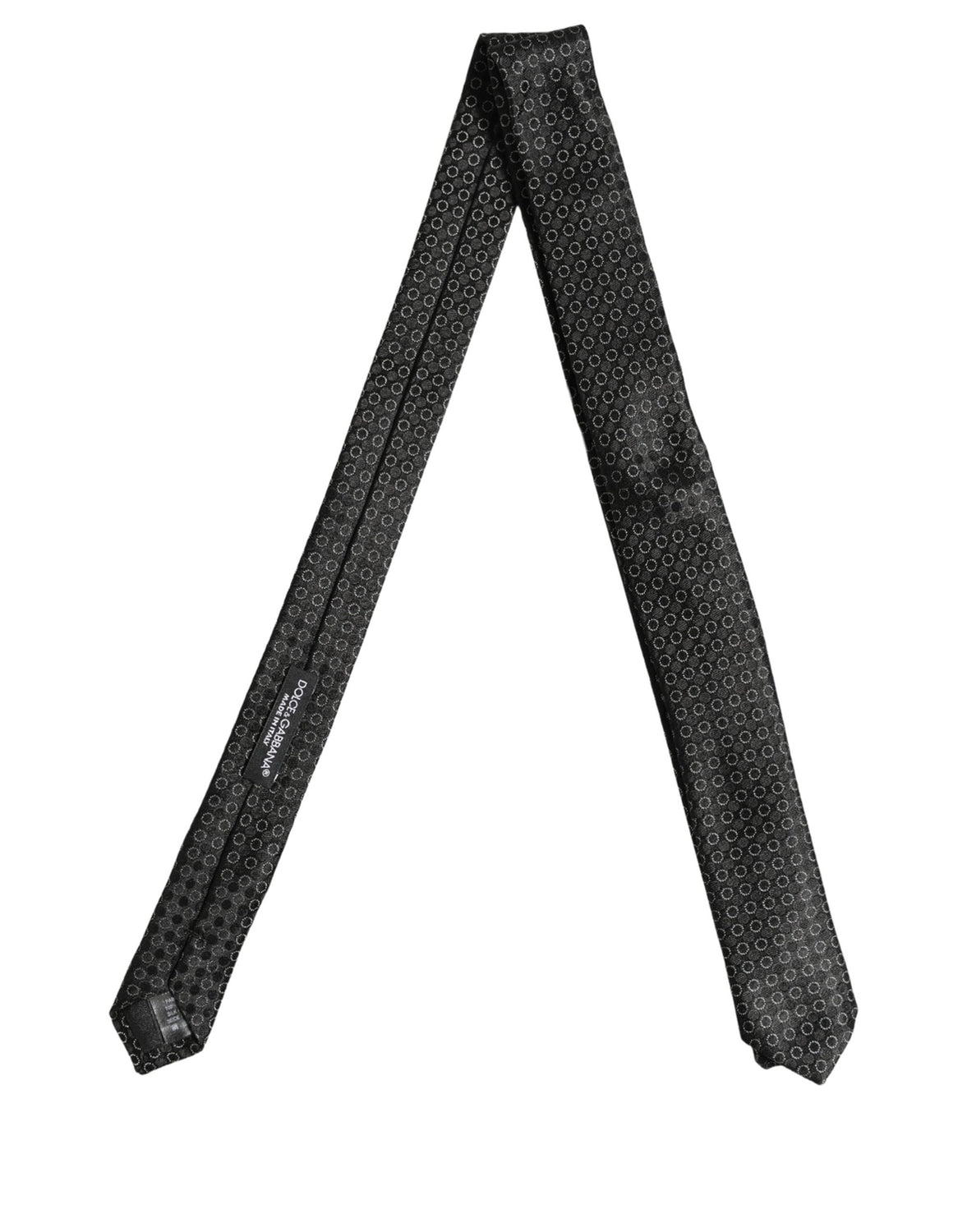 Men Black Silk Geometric Adjustable Tied Necktie Tie