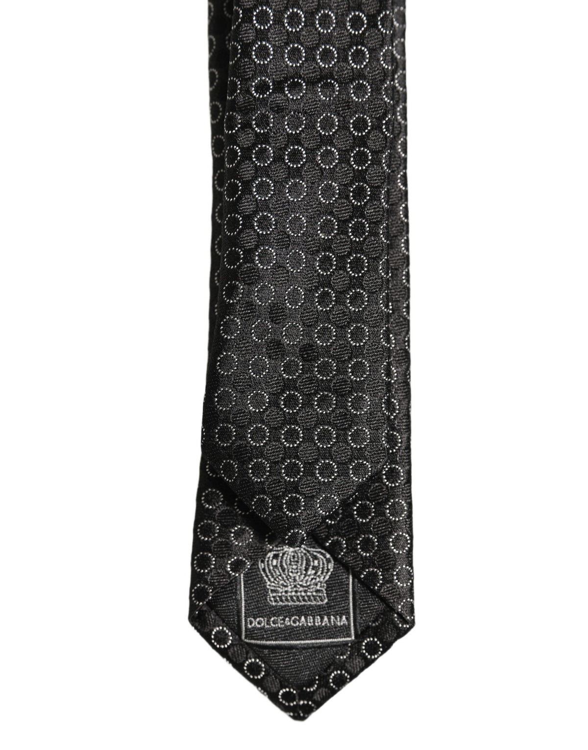 Men Black Silk Geometric Adjustable Tied Necktie Tie
