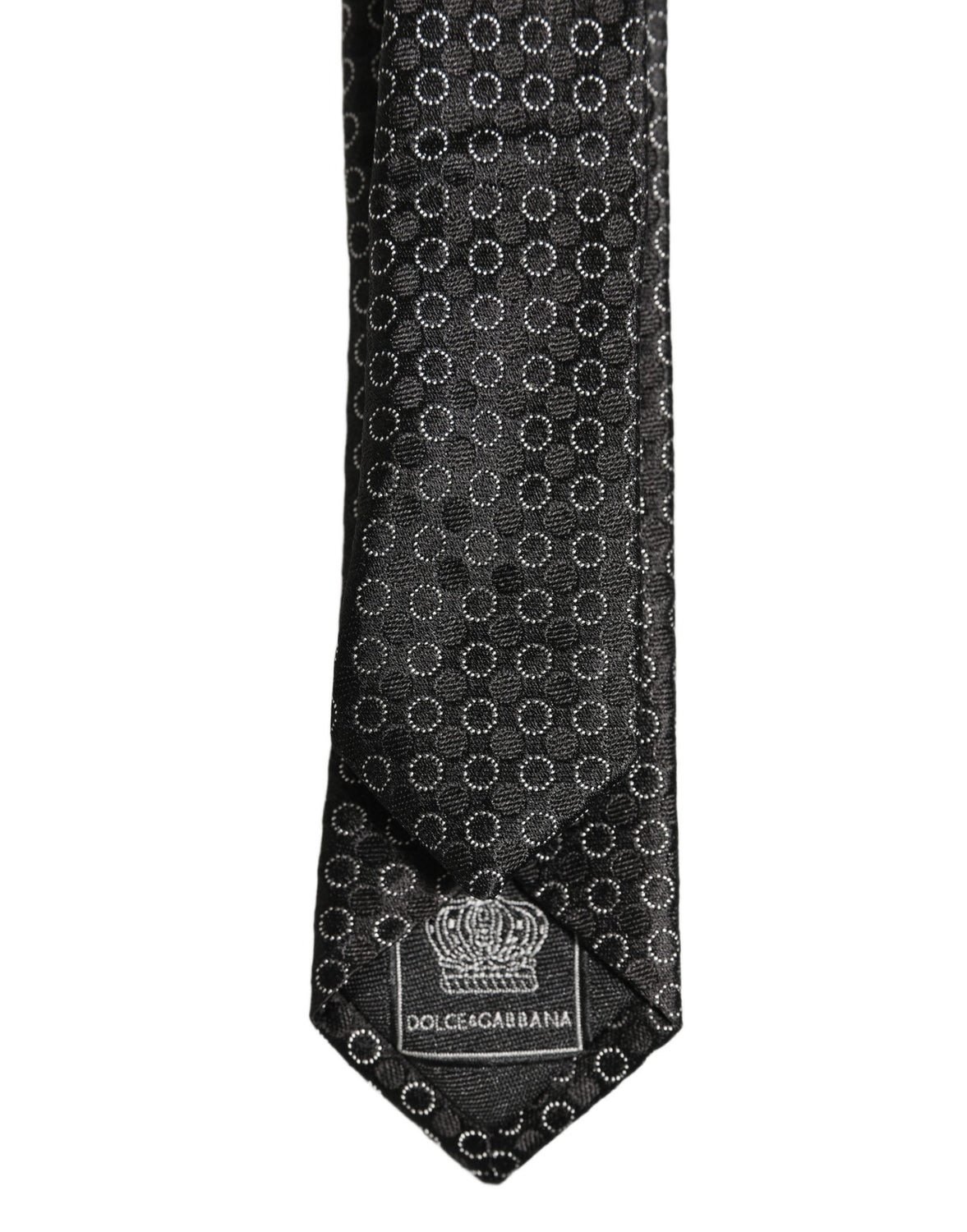 Men Black Silk Geometric Adjustable Tied Necktie Tie