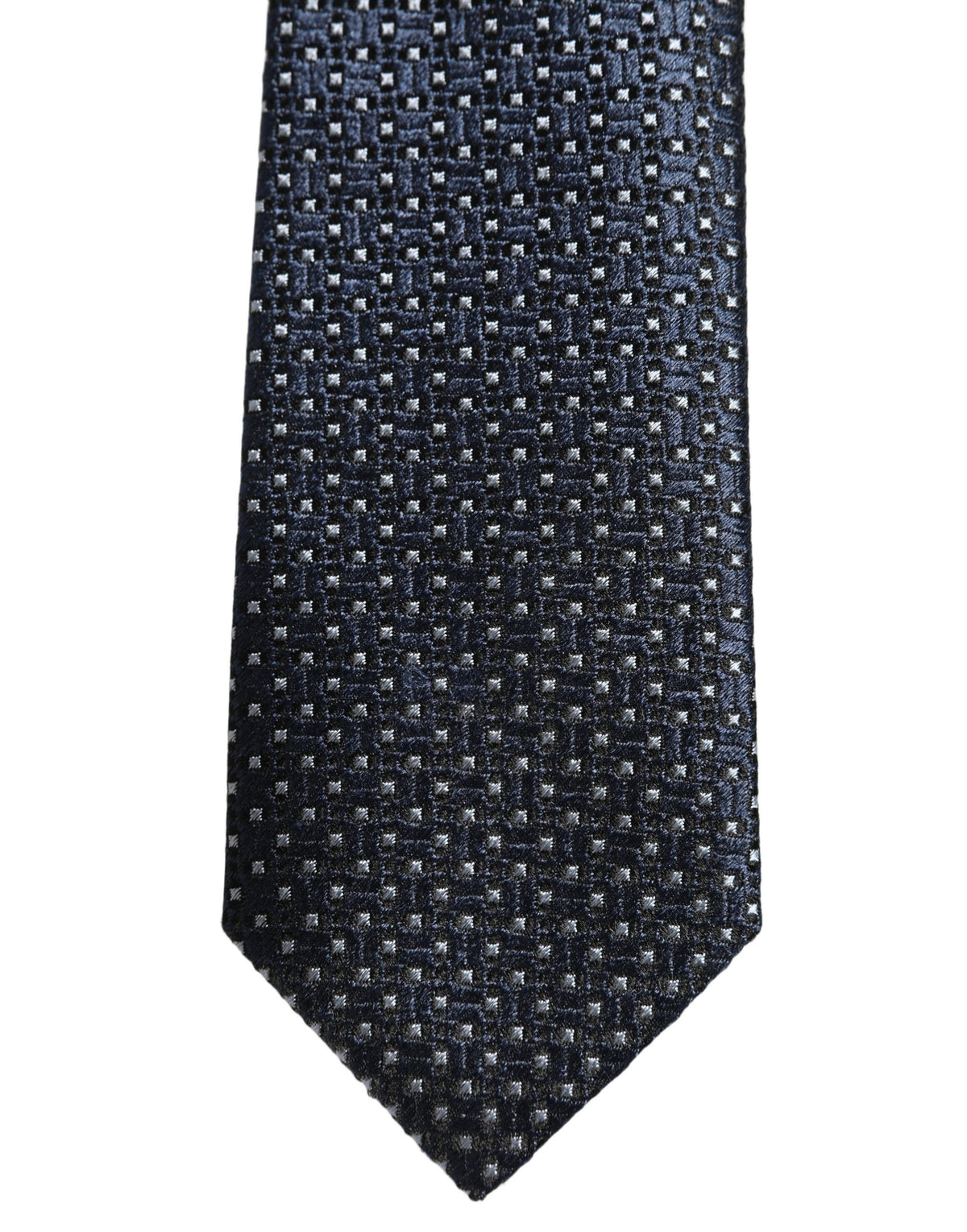 Men Blue Silk Geometric Adjustable Tied Necktie Tie