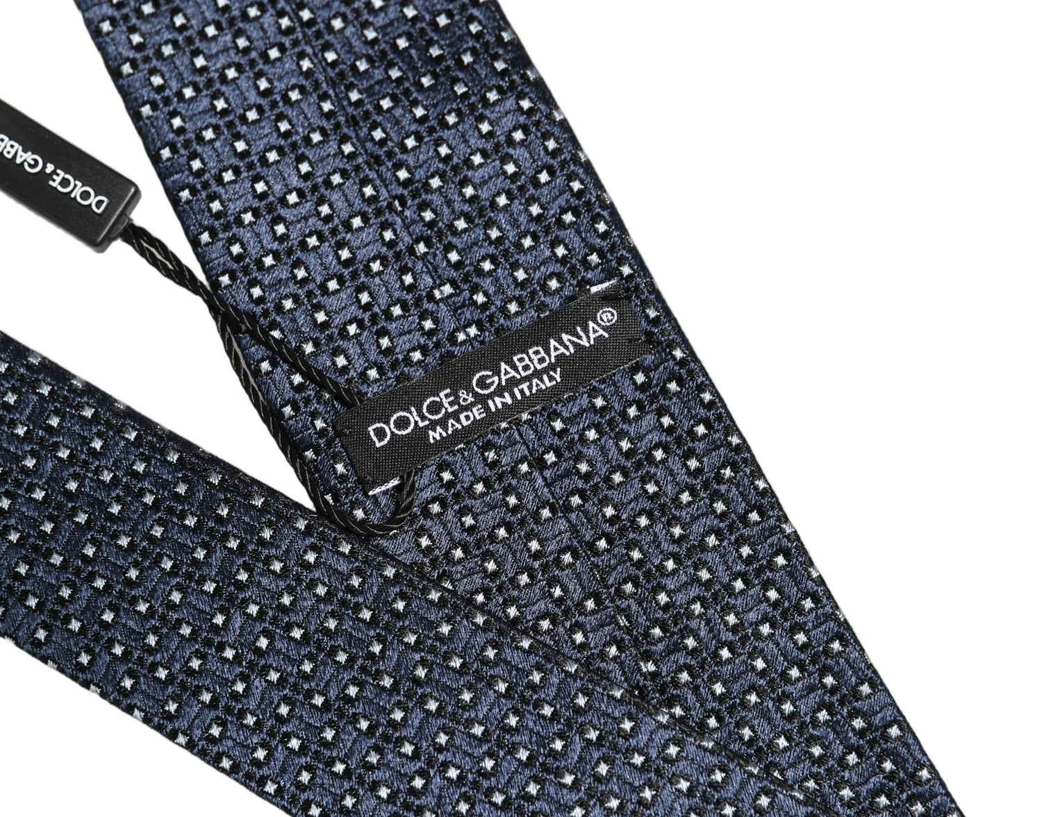 Men Blue Silk Geometric Adjustable Tied Necktie Tie
