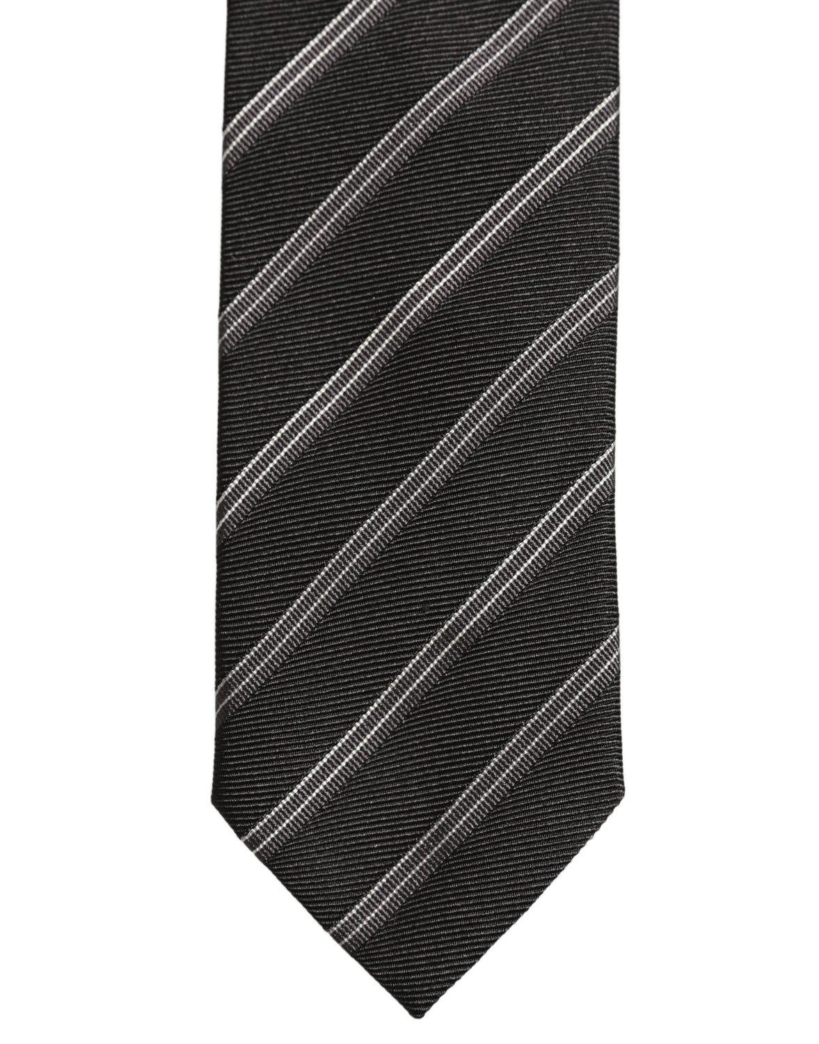 Men Black Silk Stripes Adjustable Tied Necktie Tie