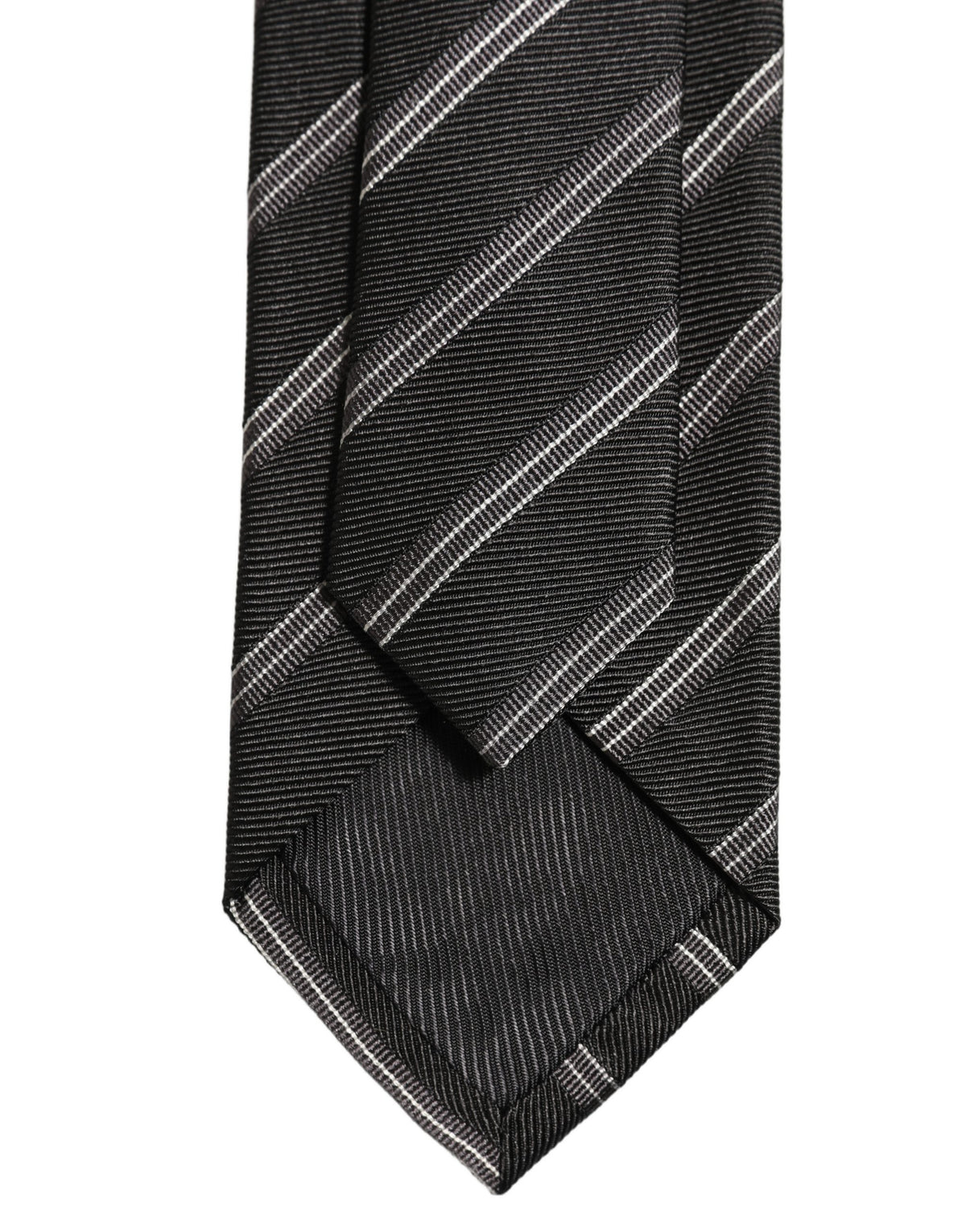 Men Black Silk Stripes Adjustable Tied Necktie Tie