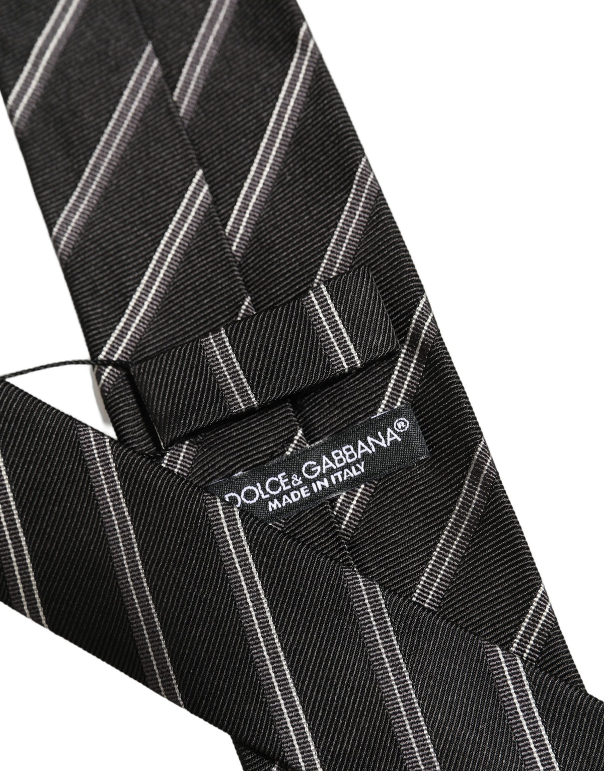 Men Black Silk Stripes Adjustable Tied Necktie Tie