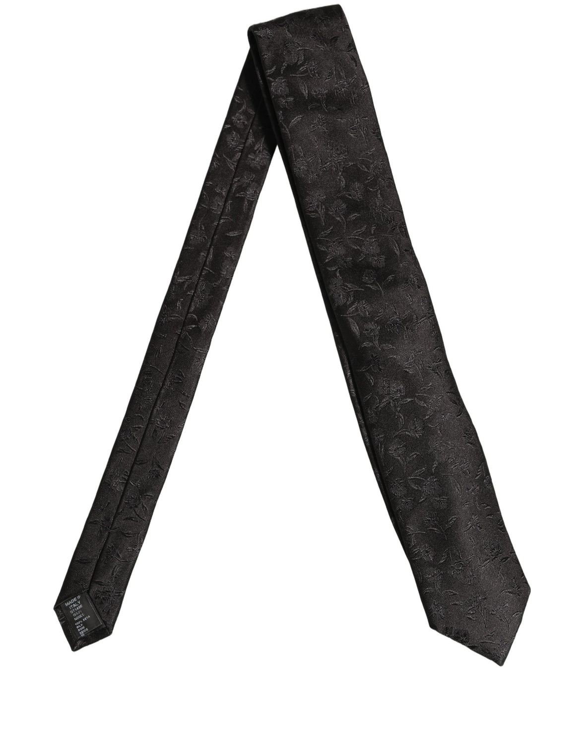 Black Silk Floral Jacquard Adjustable Tied Necktie Tie