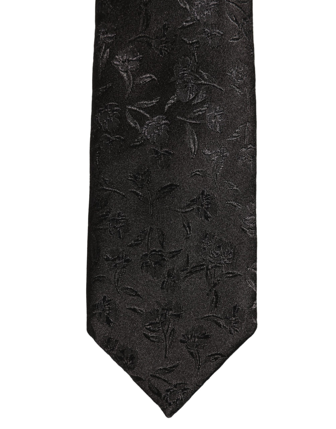 Black Silk Floral Jacquard Adjustable Tied Necktie Tie