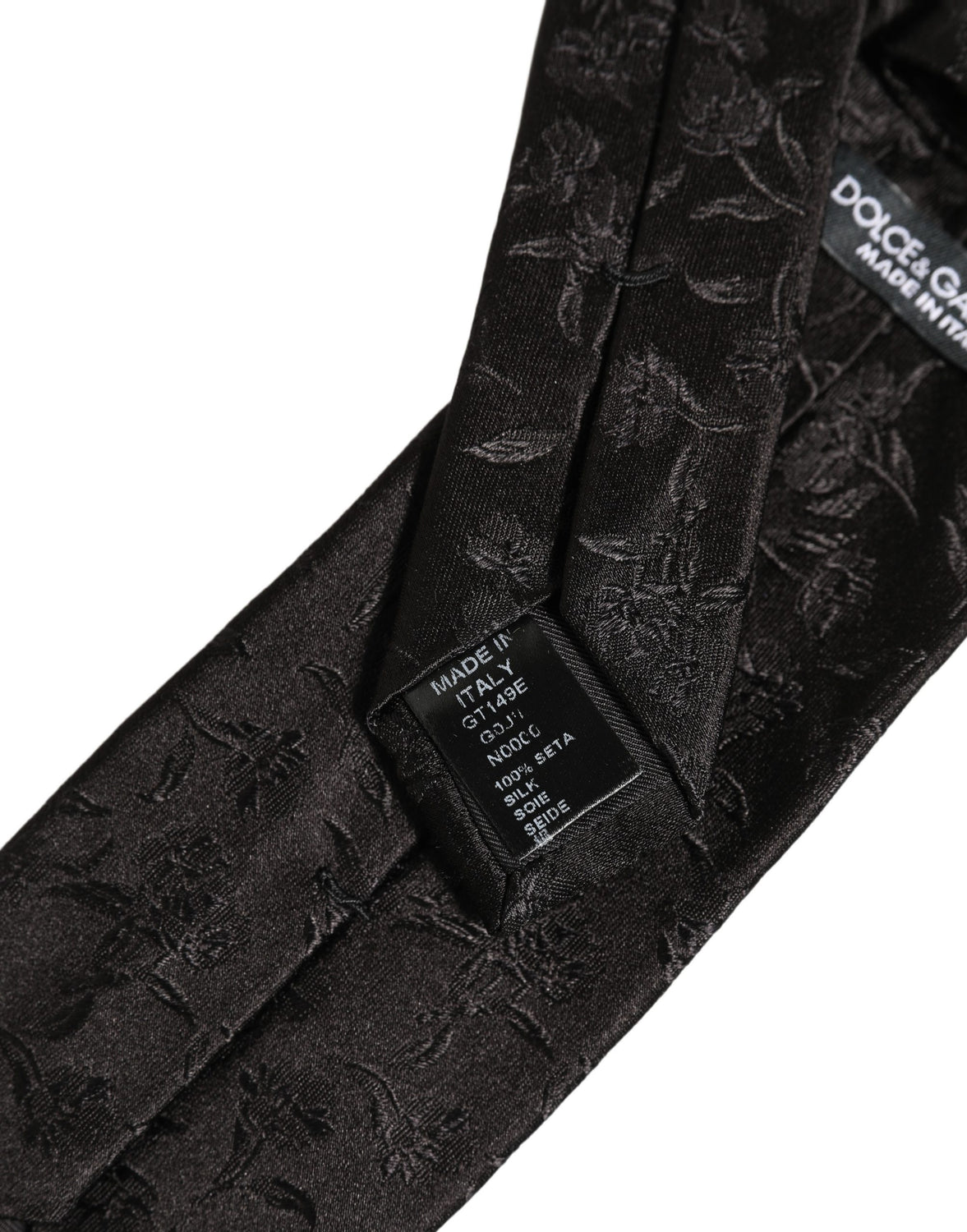 Black Silk Floral Jacquard Adjustable Tied Necktie Tie