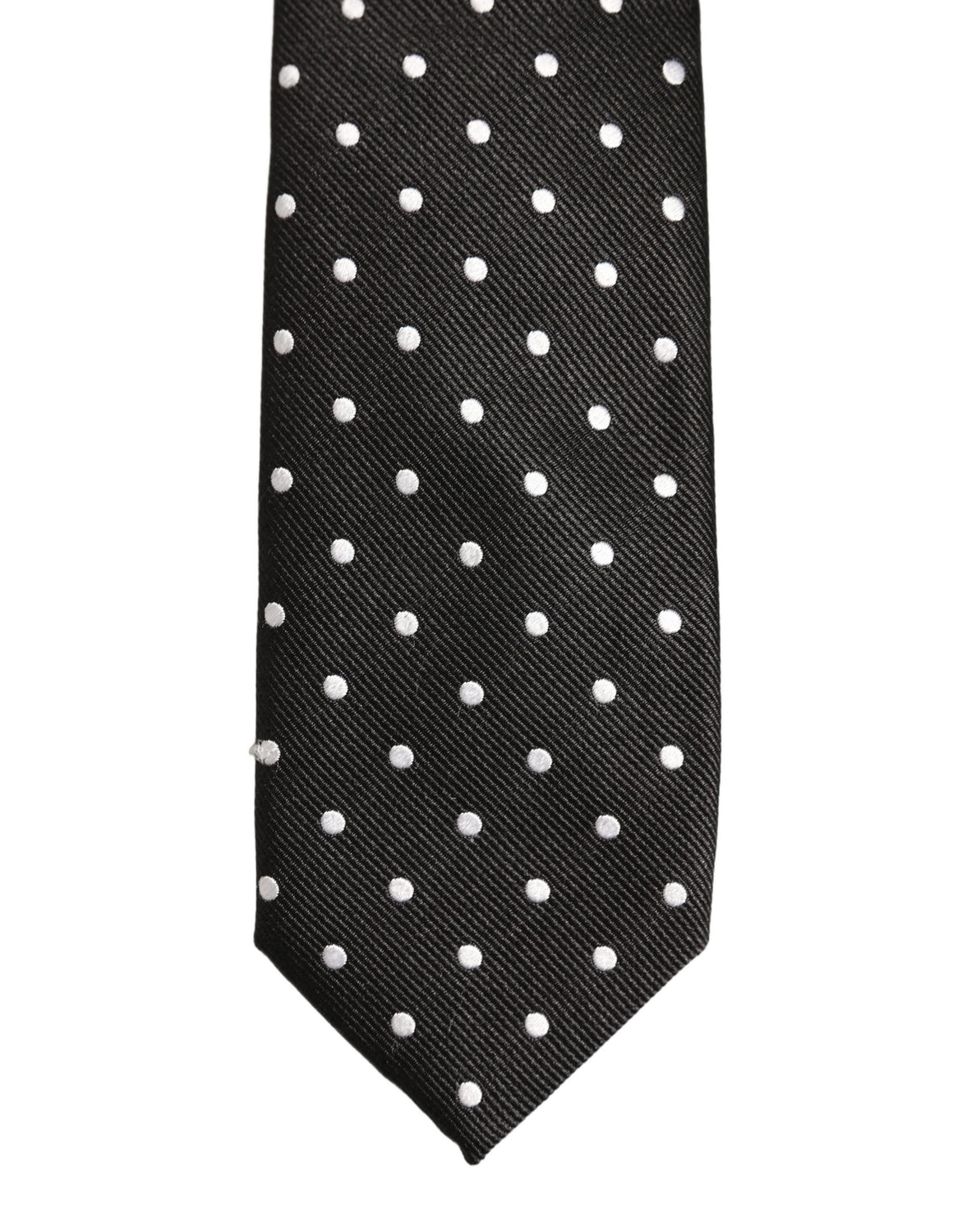 Black White Polka Dots Silk Adjustable Tied Necktie Tie
