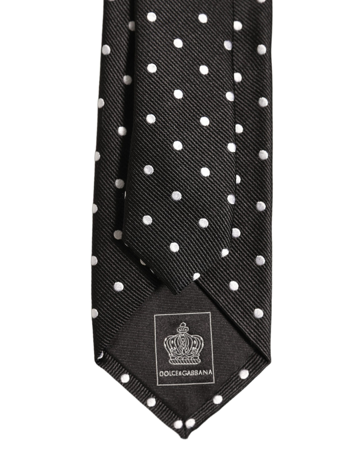 Black White Polka Dots Silk Adjustable Tied Necktie Tie