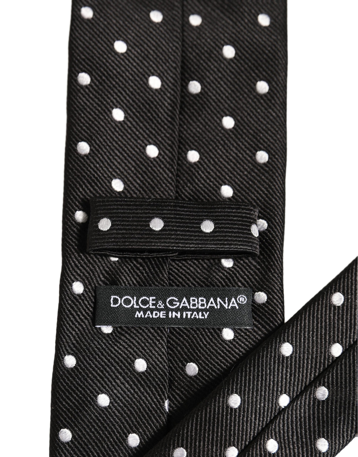 Black White Polka Dots Silk Adjustable Tied Necktie Tie