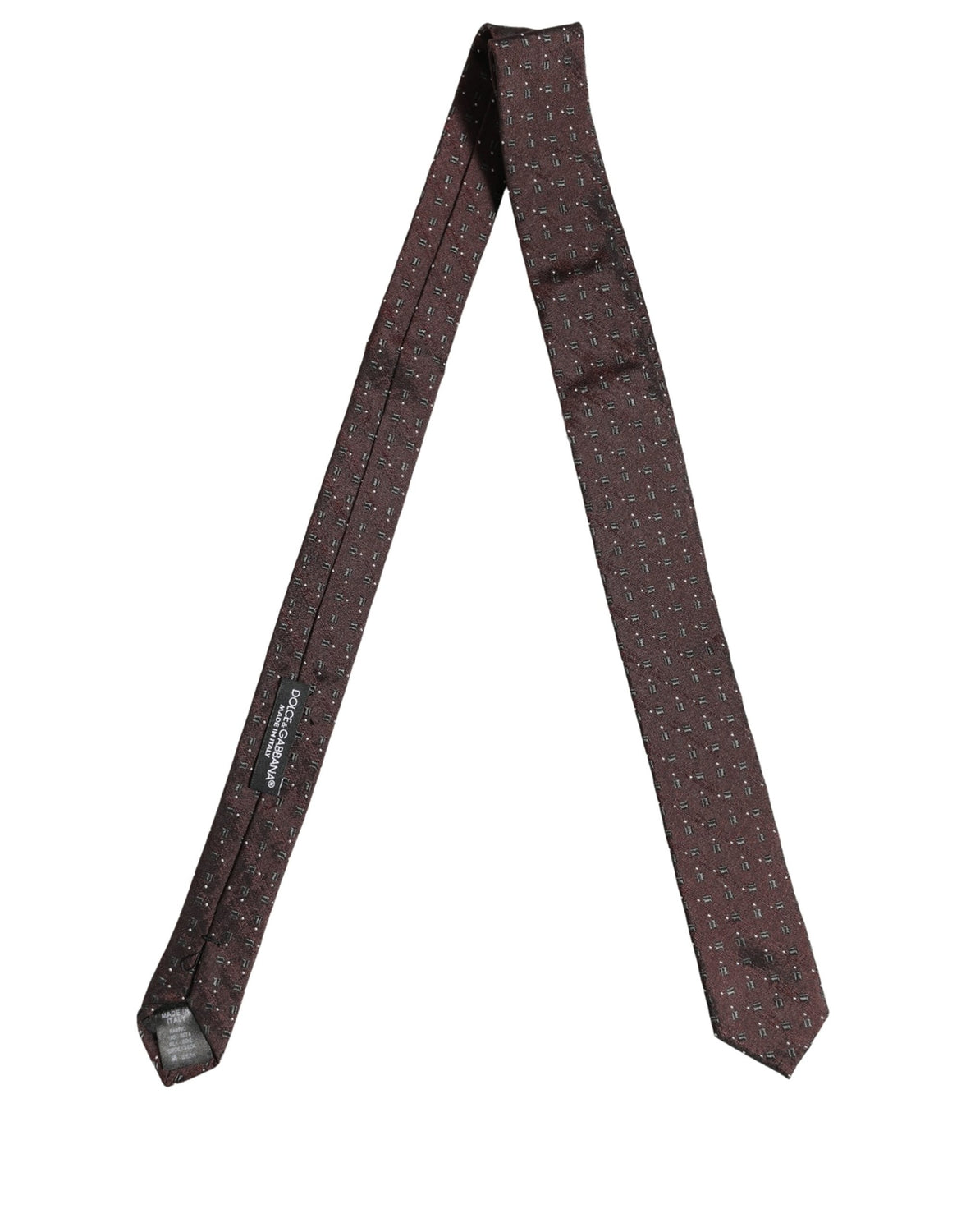 Men Burgundy Geometric Silk Adjustable Tied Necktie Tie