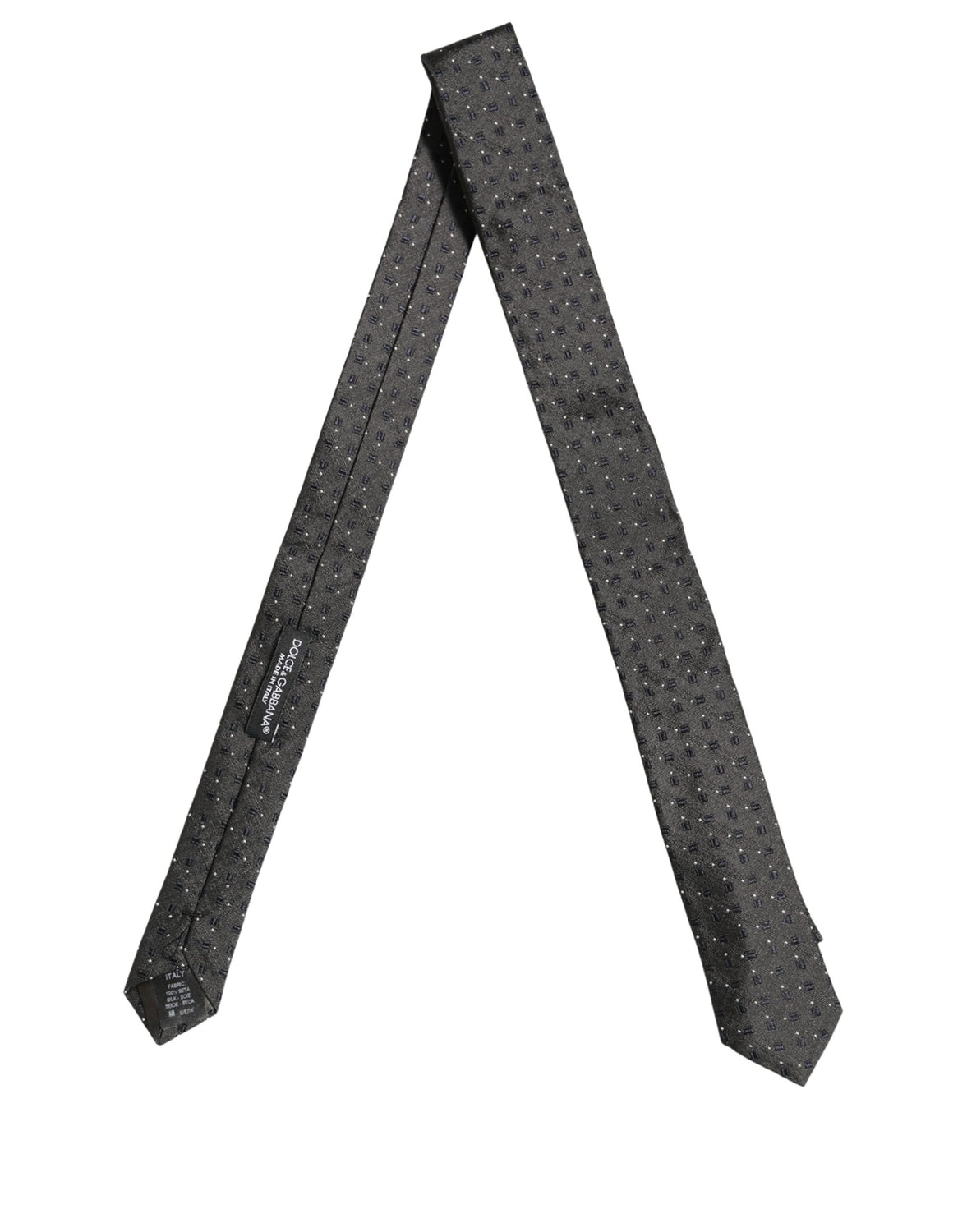 Men Dark Gray Geometric Silk Adjustable Tied Necktie Tie