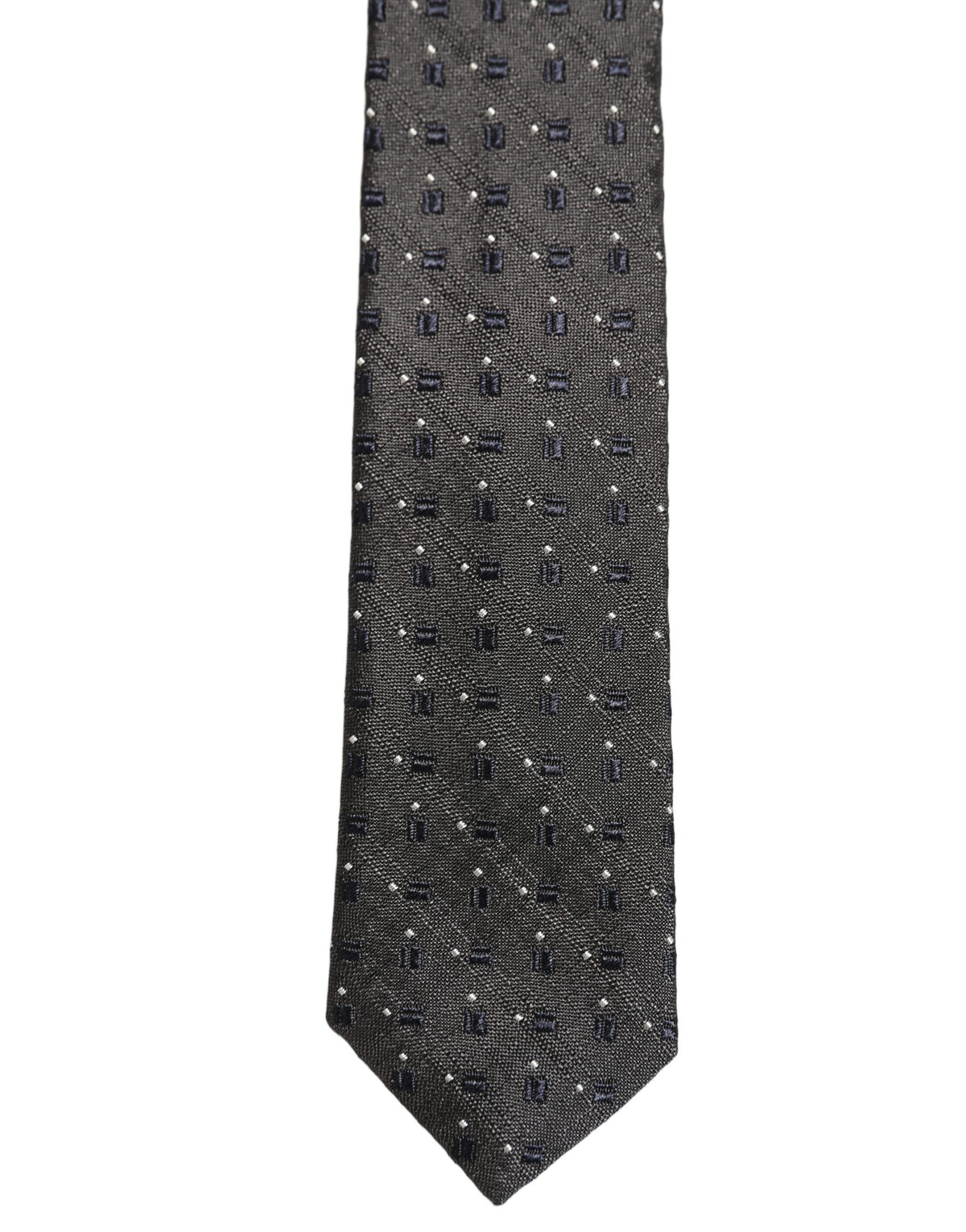 Men Dark Gray Geometric Silk Adjustable Tied Necktie Tie