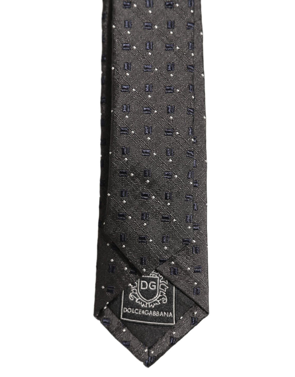Men Dark Gray Geometric Silk Adjustable Tied Necktie Tie