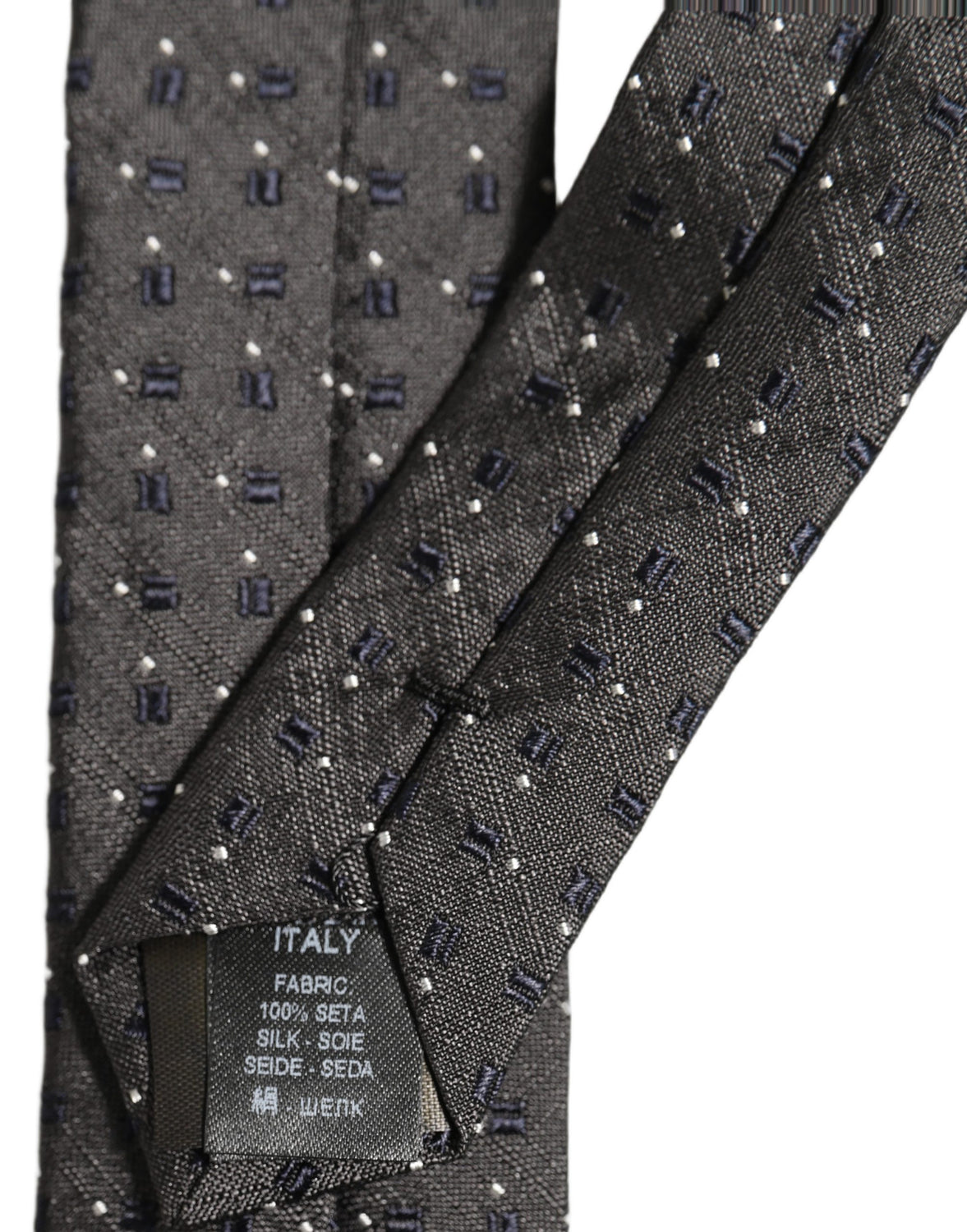Men Dark Gray Geometric Silk Adjustable Tied Necktie Tie