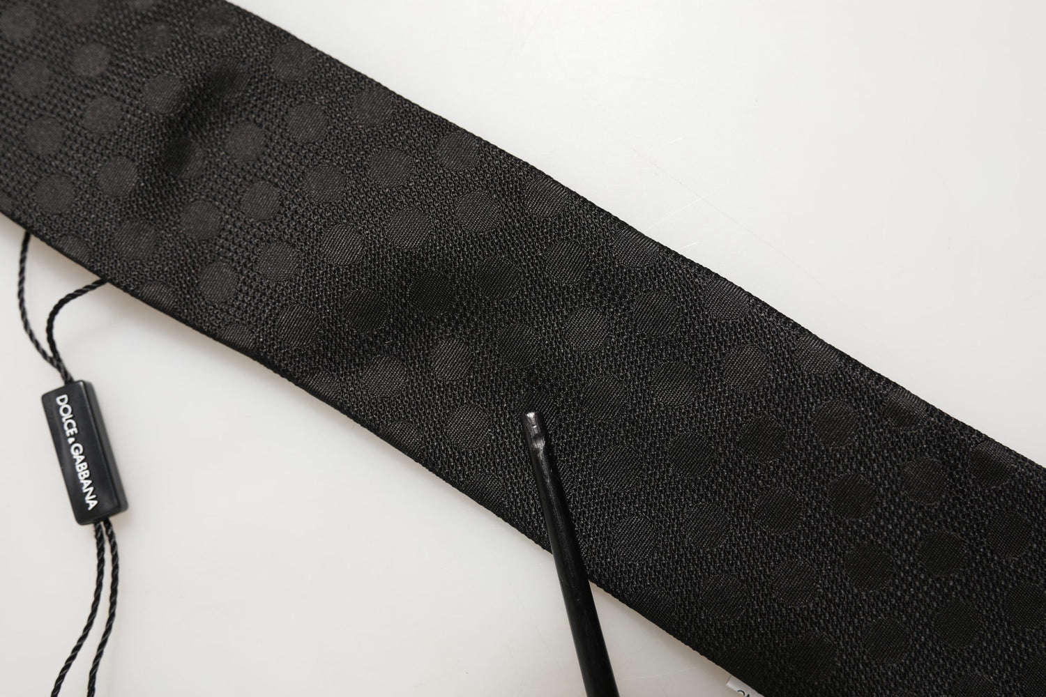 Black Polka Dot Jacquard Silk Adjustable Tied Necktie Tie