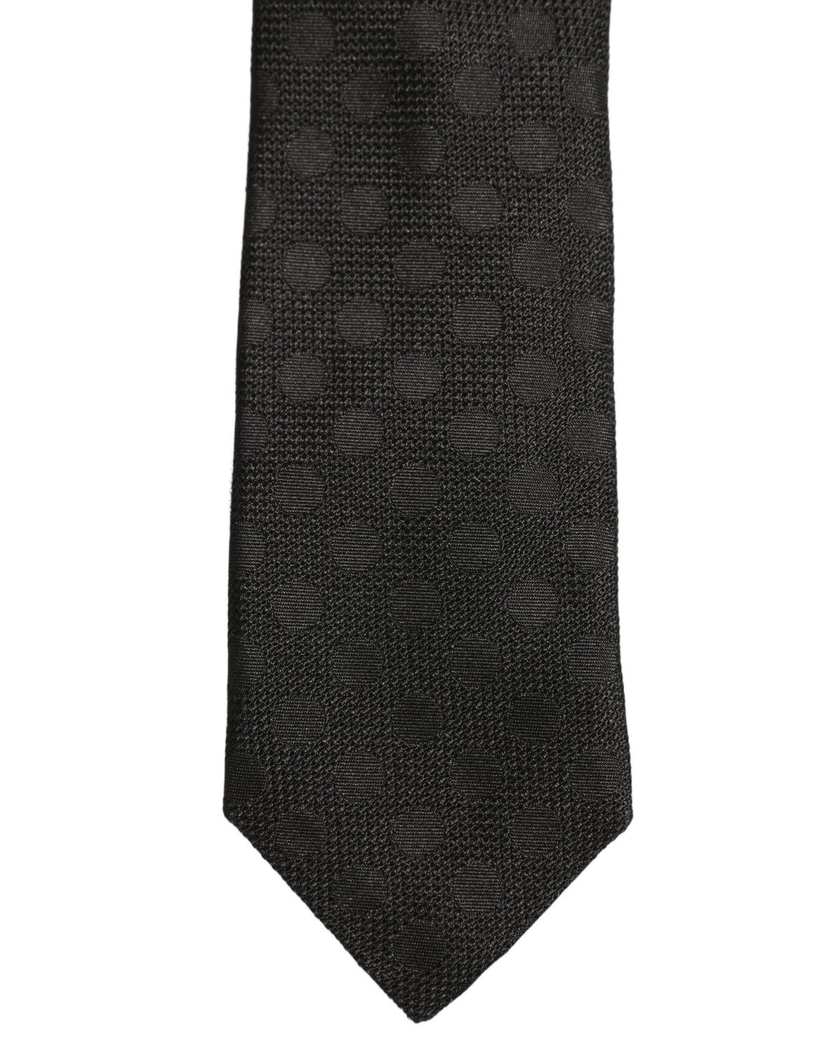 Black Polka Dot Jacquard Silk Adjustable Tied Necktie Tie