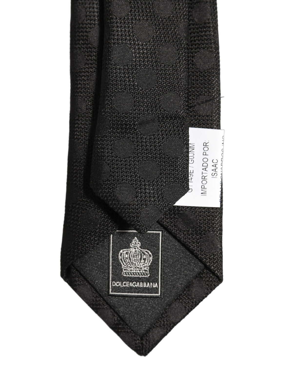 Black Polka Dot Jacquard Silk Adjustable Tied Necktie Tie