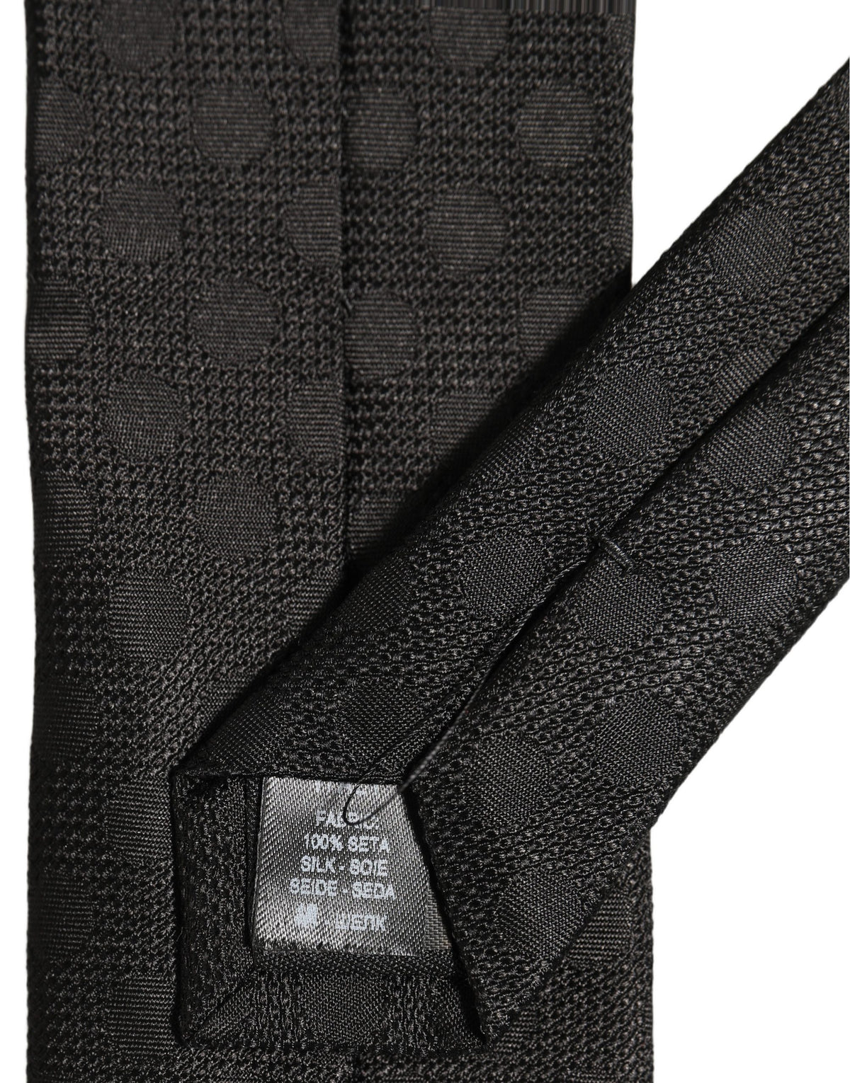 Black Polka Dot Jacquard Silk Adjustable Tied Necktie Tie